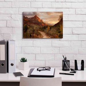 'Zion Watchmen Sunset' by Mike Jones, Giclee Canvas Wall Art,18 x 12