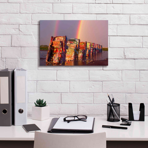 Image of 'Cadillac Ranch Rainbow' by Mike Jones, Giclee Canvas Wall Art,18 x 12