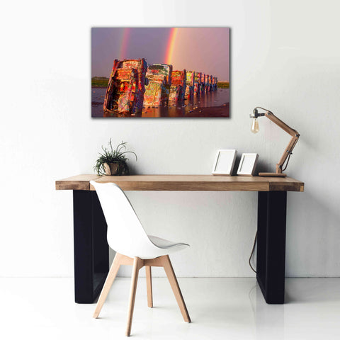 Image of 'Cadillac Ranch Rainbow' by Mike Jones, Giclee Canvas Wall Art,40 x 26
