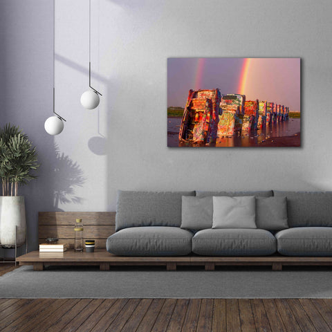 Image of 'Cadillac Ranch Rainbow' by Mike Jones, Giclee Canvas Wall Art,60 x 40