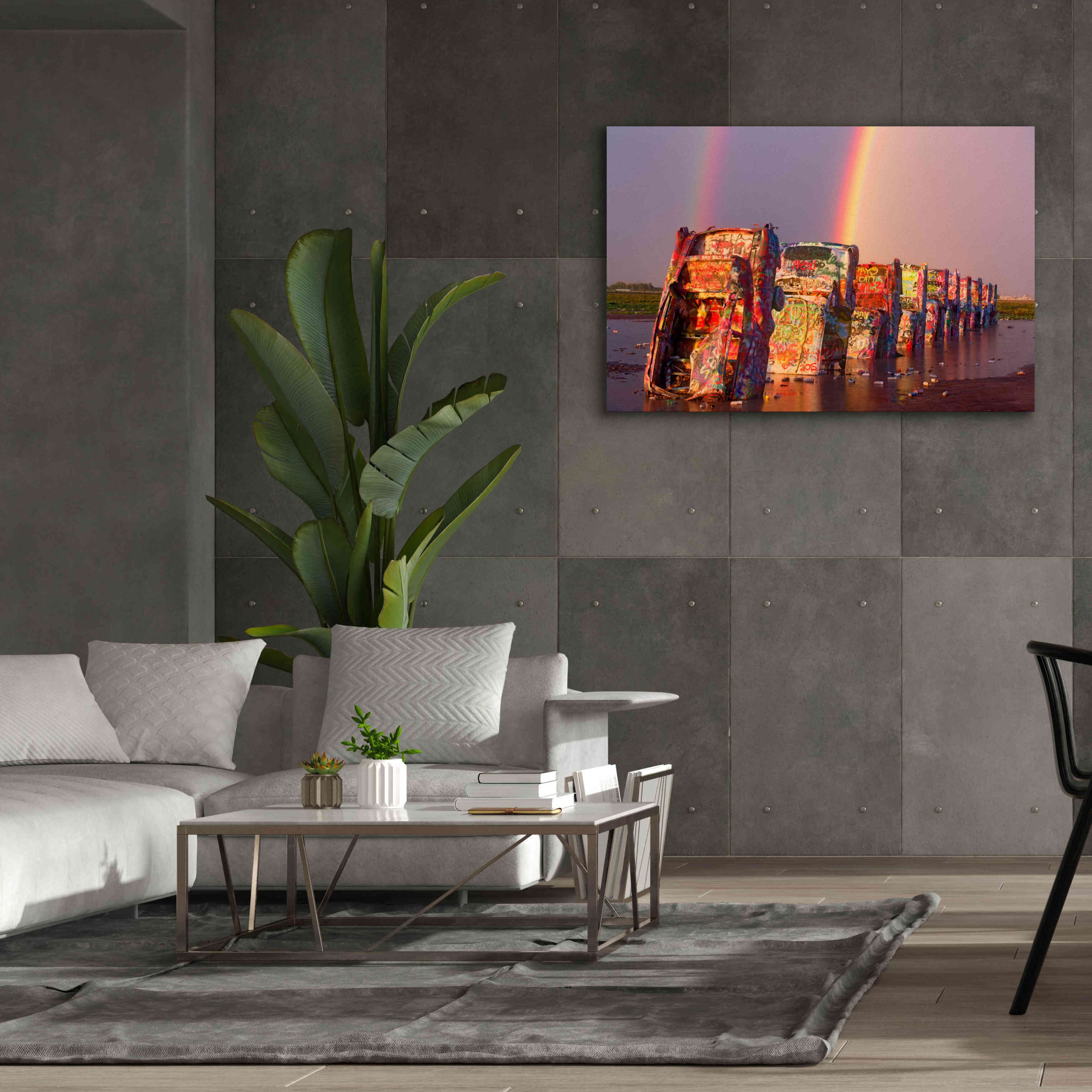 'Cadillac Ranch Rainbow' by Mike Jones, Giclee Canvas Wall Art,60 x 40