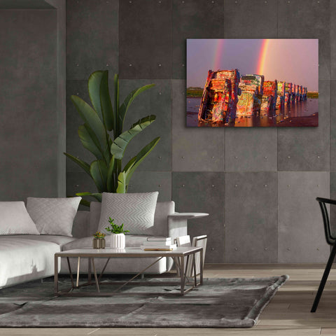 Image of 'Cadillac Ranch Rainbow' by Mike Jones, Giclee Canvas Wall Art,60 x 40