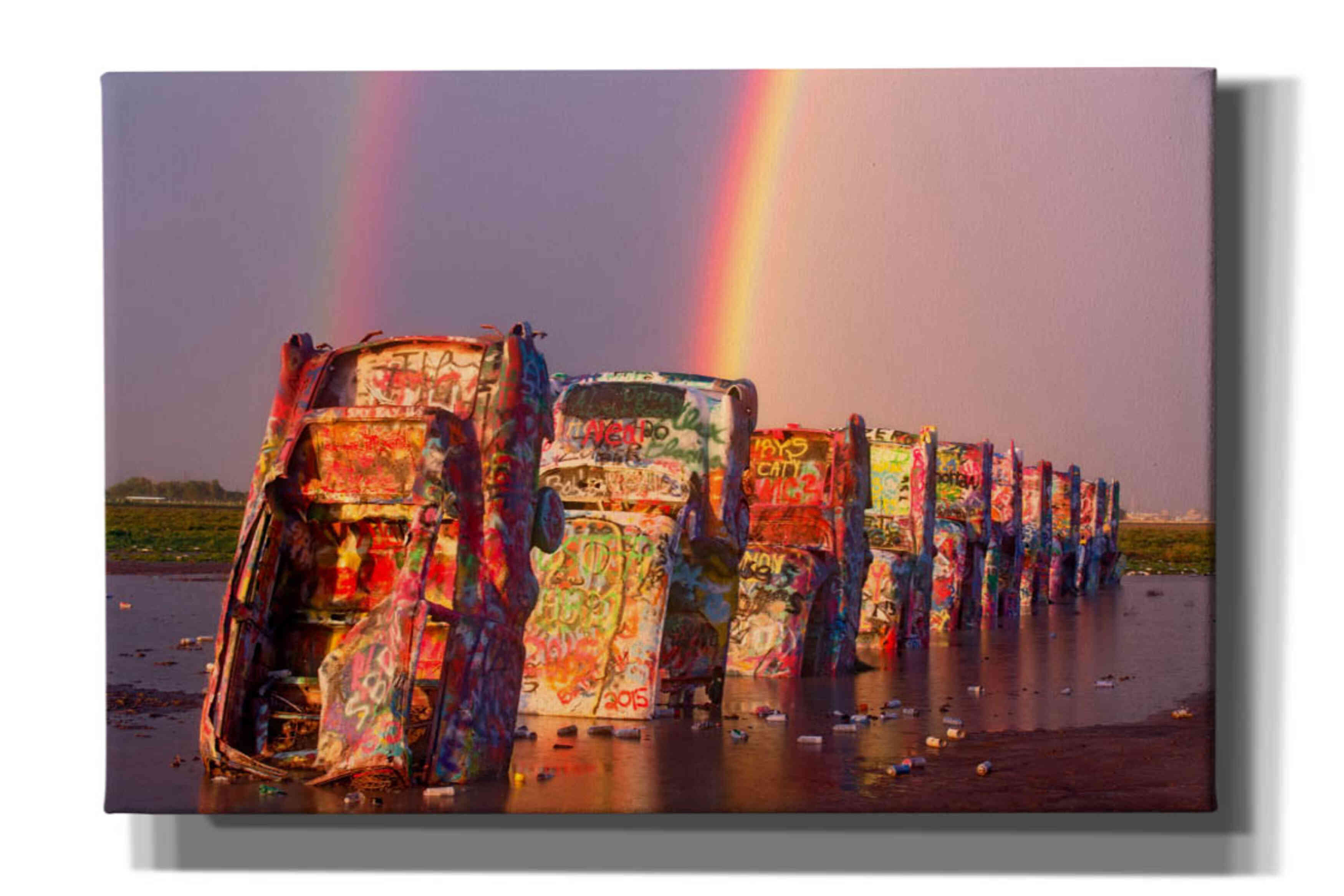 'Cadillac Ranch Rainbow' by Mike Jones, Giclee Canvas Wall Art
