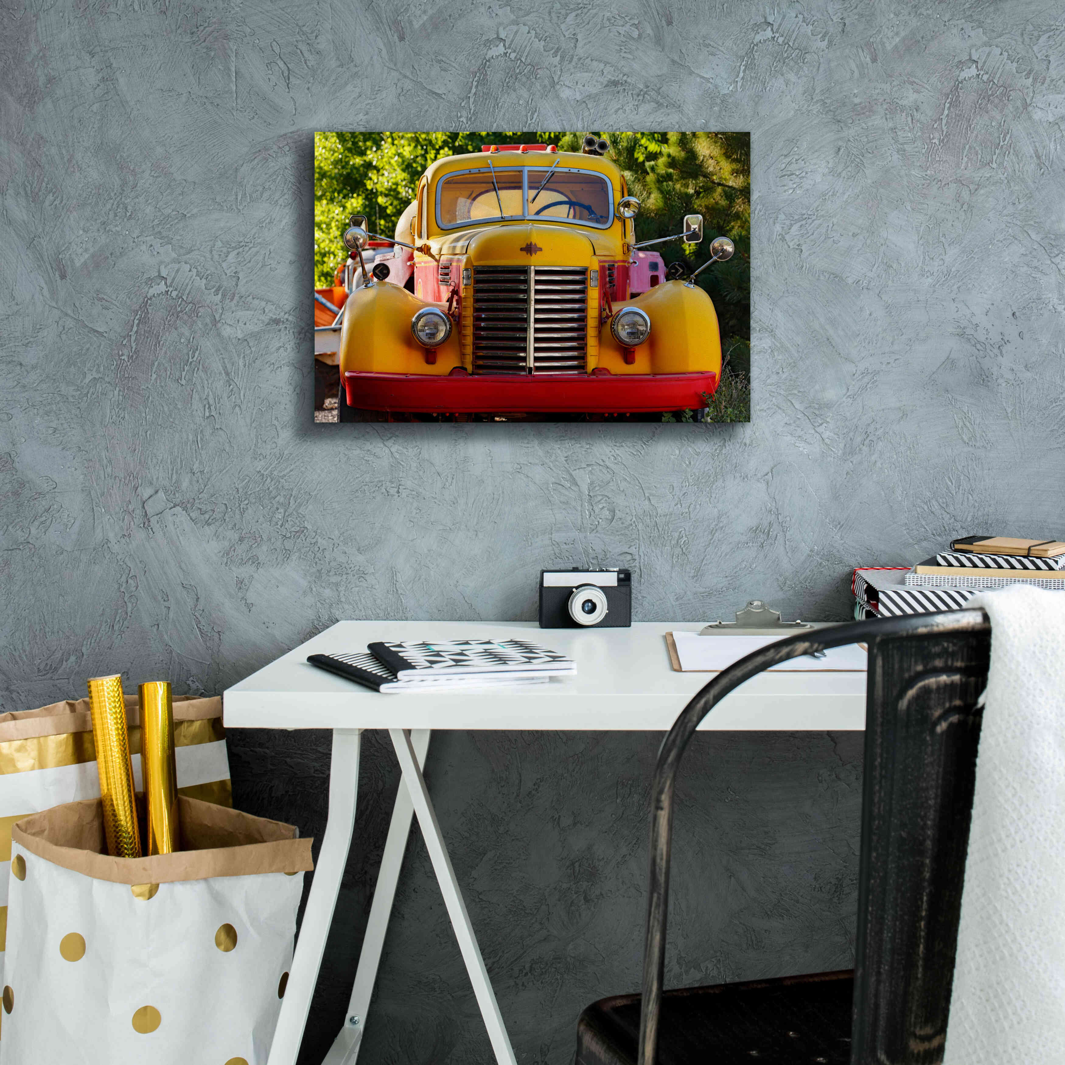 'Gold King Mine Yellow Truck' by Mike Jones, Giclee Canvas Wall Art,18 x 12