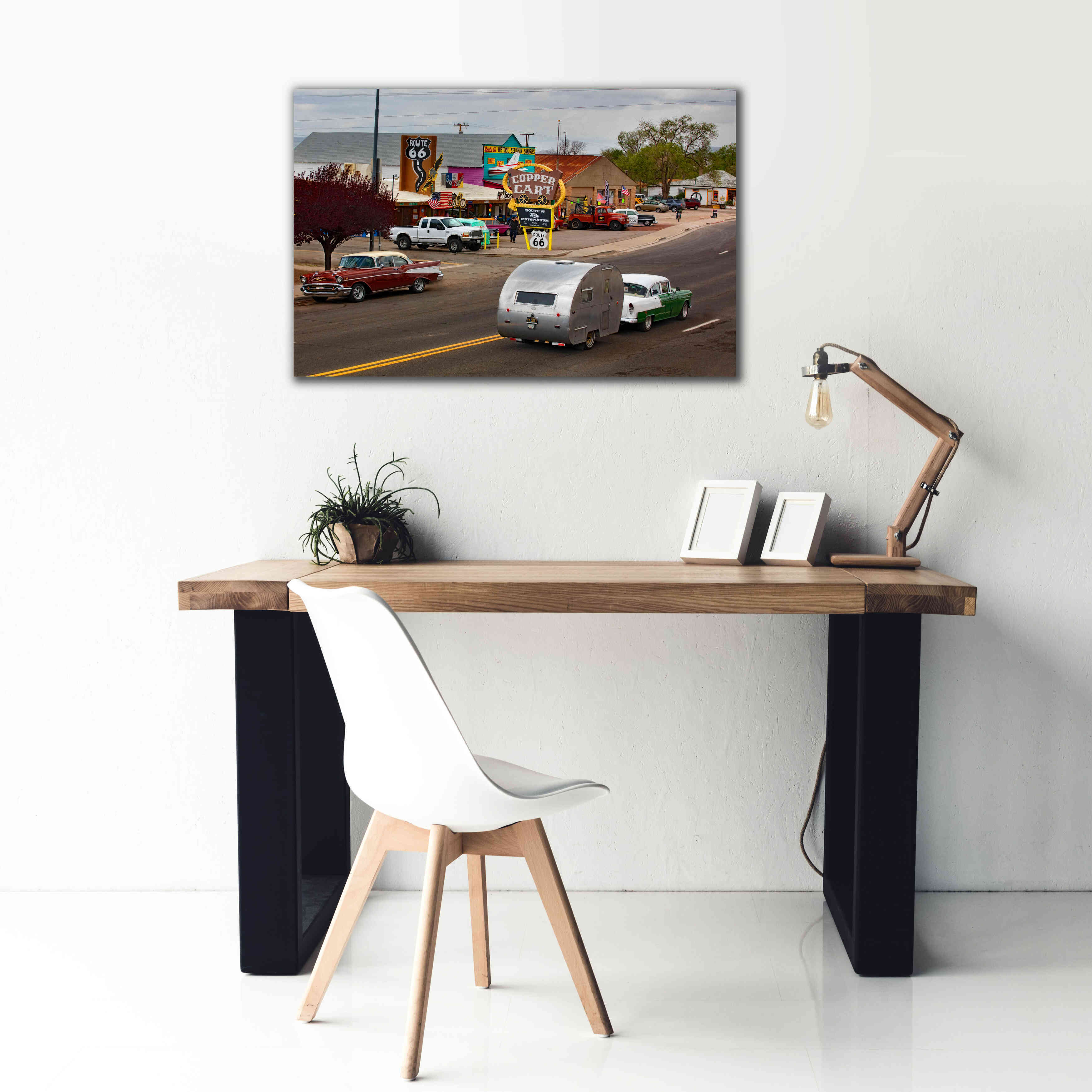 'Route 66 Fun Run Motoporium' by Mike Jones, Giclee Canvas Wall Art,40 x 26