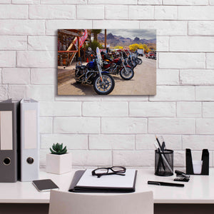 'Route 66 Fun Run Oatman Motorcycles' by Mike Jones, Giclee Canvas Wall Art,18 x 12