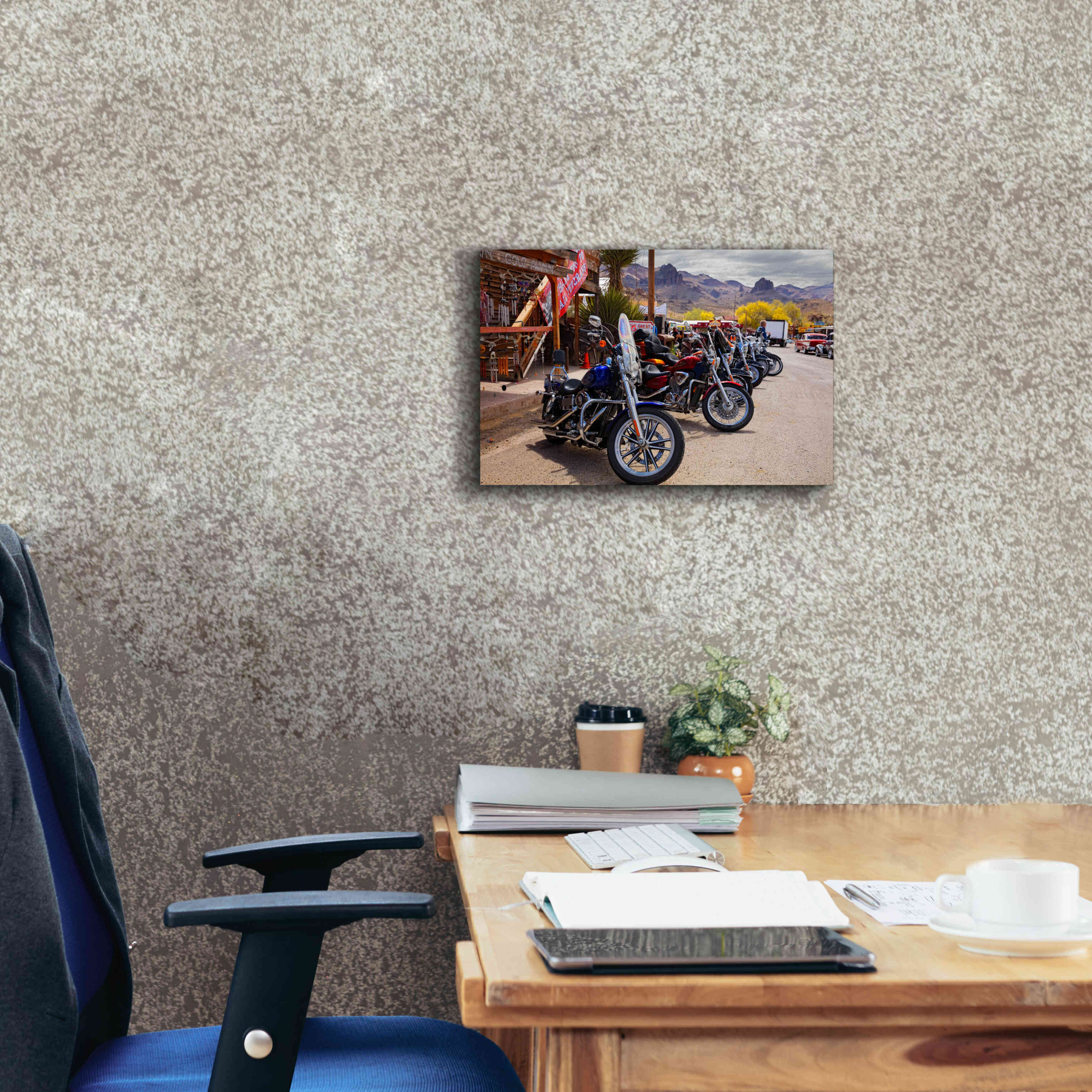 'Route 66 Fun Run Oatman Motorcycles' by Mike Jones, Giclee Canvas Wall Art,18 x 12