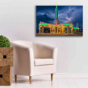 'Route 66 Shamrock Texas Conoco Lightning' by Mike Jones, Giclee Canvas Wall Art,40 x 26