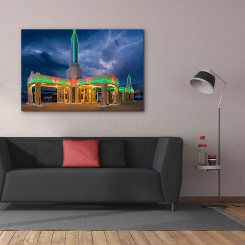 Image of 'Route 66 Shamrock Texas Conoco Lightning' by Mike Jones, Giclee Canvas Wall Art,60 x 40