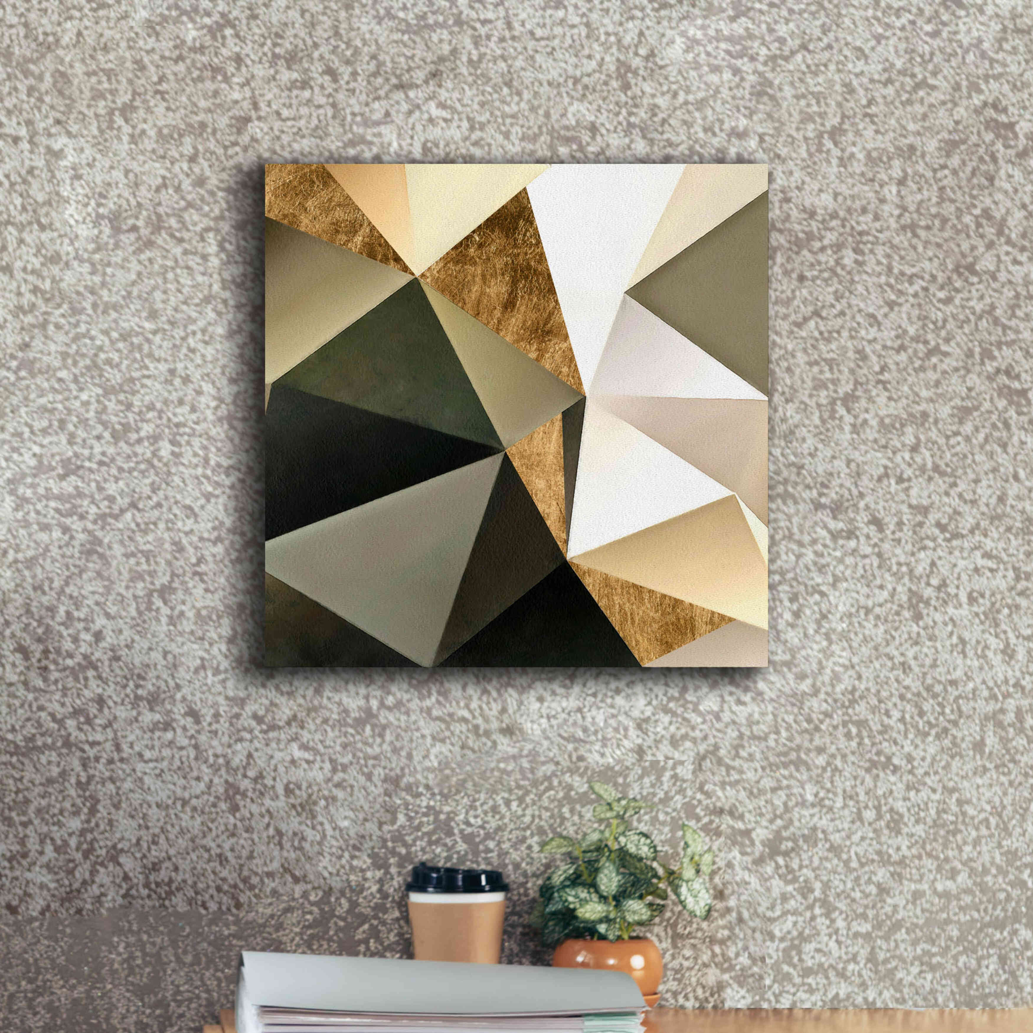 'Gold Polygon Wall I' by Alonzo Saunders, Giclee Canvas Wall Art,18 x 18