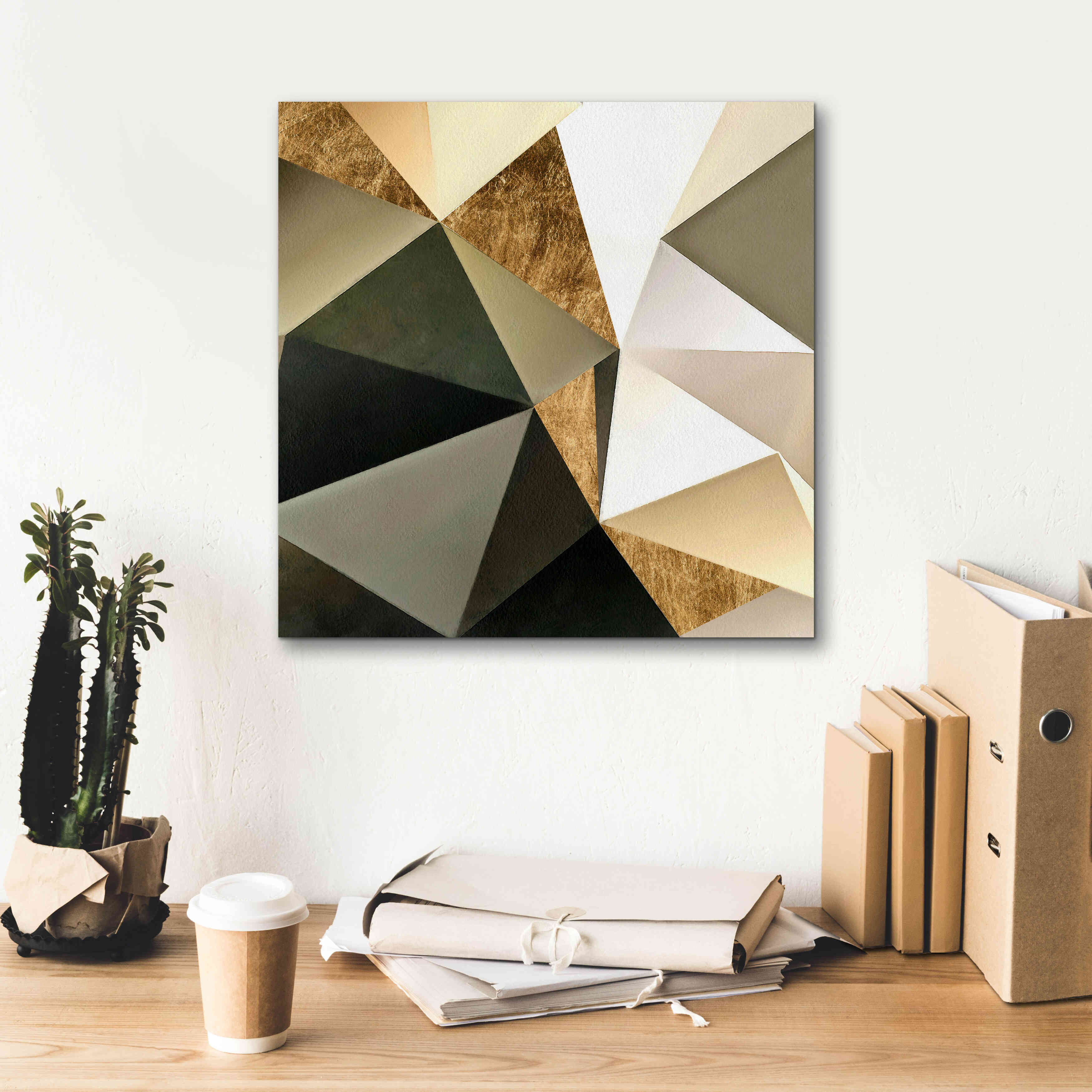 'Gold Polygon Wall I' by Alonzo Saunders, Giclee Canvas Wall Art,18 x 18