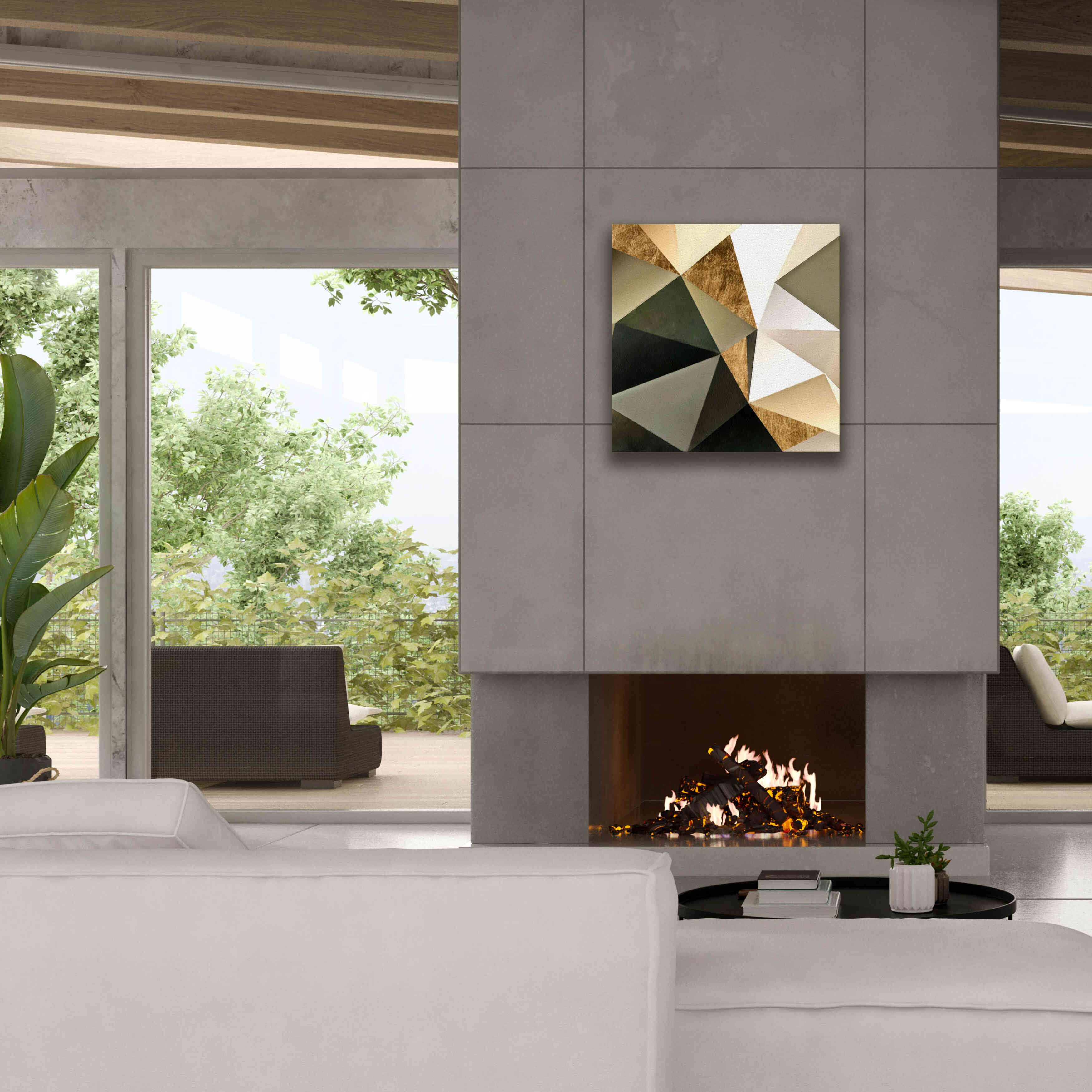 'Gold Polygon Wall I' by Alonzo Saunders, Giclee Canvas Wall Art,26 x 26