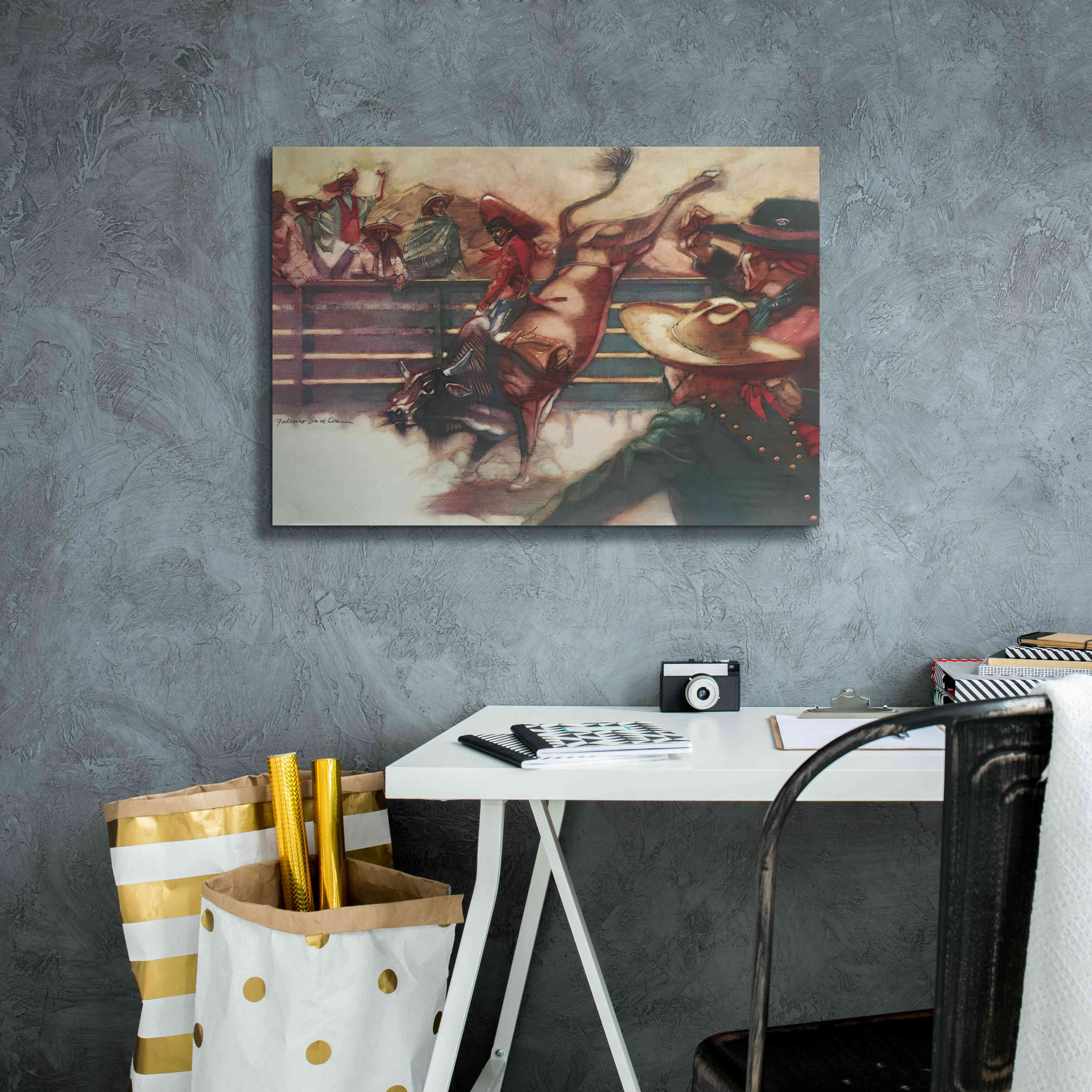 'The Rodeo' by Bruce Dean, Giclee Canvas Wall Art,26x18
