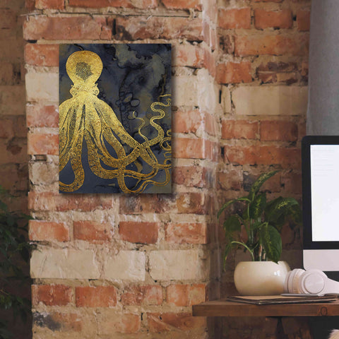 Image of 'Octopus Ink Gold & Blue I' by Christine Zalewski, Giclee Canvas Wall Art,12x16