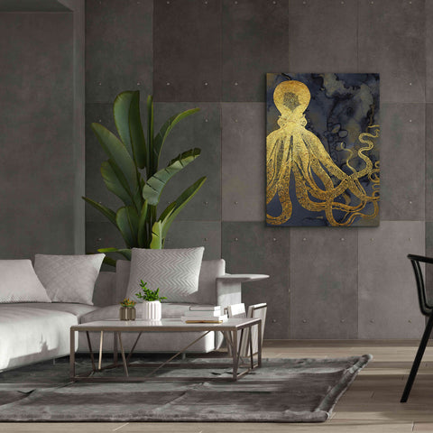Image of 'Octopus Ink Gold & Blue I' by Christine Zalewski, Giclee Canvas Wall Art,40x54