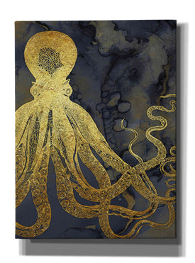 'Octopus Ink Gold & Blue I' by Christine Zalewski, Giclee Canvas Wall Art