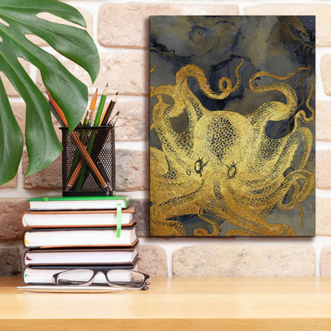 Image of 'Octopus Ink Gold & Blue II' by Christine Zalewski, Giclee Canvas Wall Art,12x16