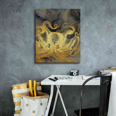 Image of 'Octopus Ink Gold & Blue II' by Christine Zalewski, Giclee Canvas Wall Art,20x24