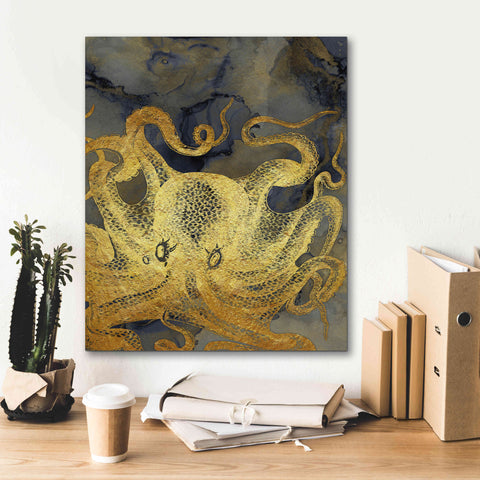 Image of 'Octopus Ink Gold & Blue II' by Christine Zalewski, Giclee Canvas Wall Art,20x24