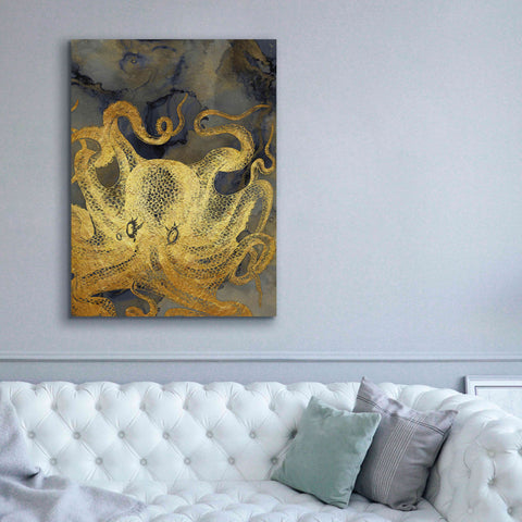 Image of 'Octopus Ink Gold & Blue II' by Christine Zalewski, Giclee Canvas Wall Art,40x54