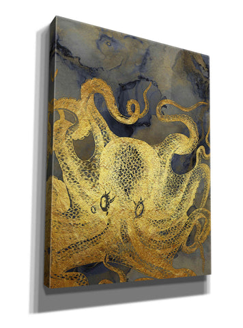 Image of 'Octopus Ink Gold & Blue II' by Christine Zalewski, Giclee Canvas Wall Art