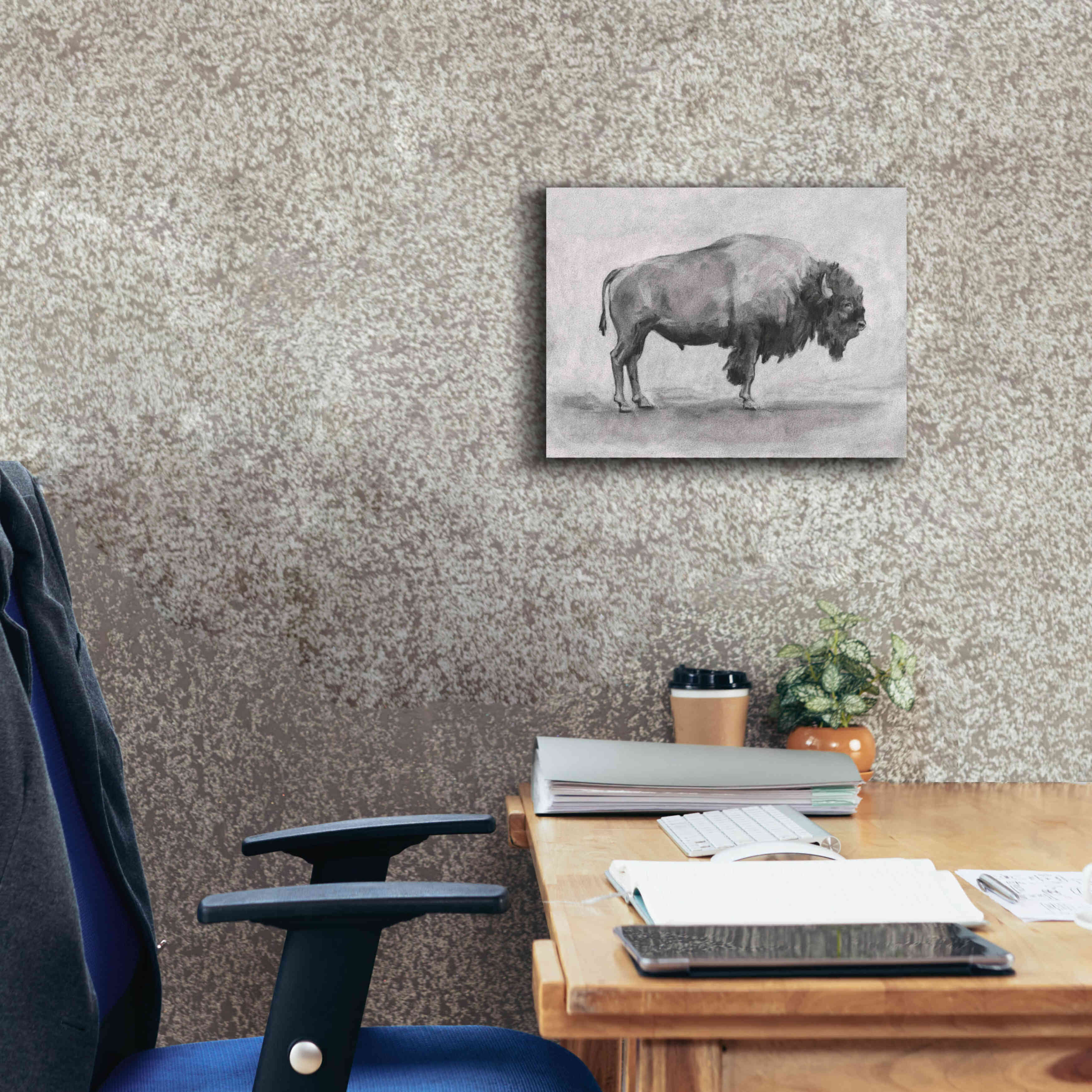 'Wild Bison Study I' by Emma Scarvey, Giclee Canvas Wall Art,16 x 12