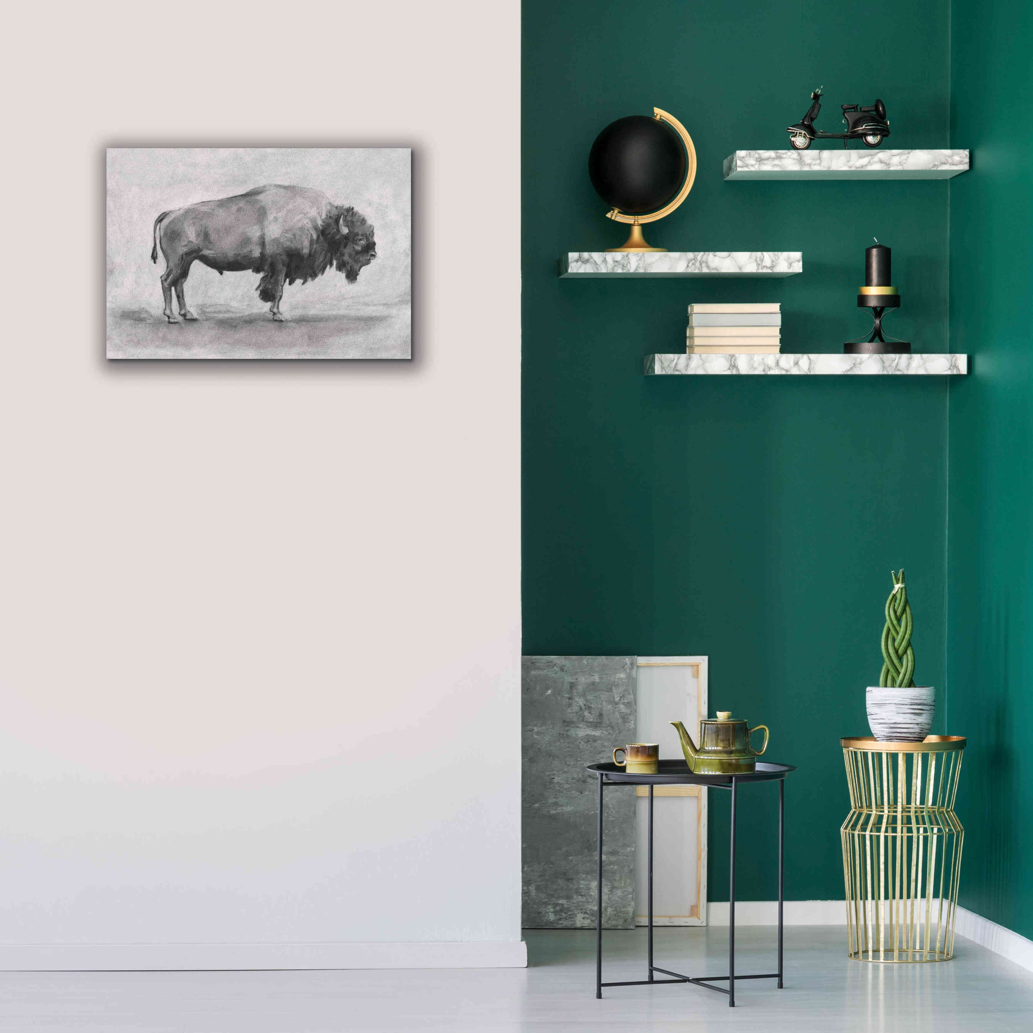'Wild Bison Study I' by Emma Scarvey, Giclee Canvas Wall Art,26 x 18