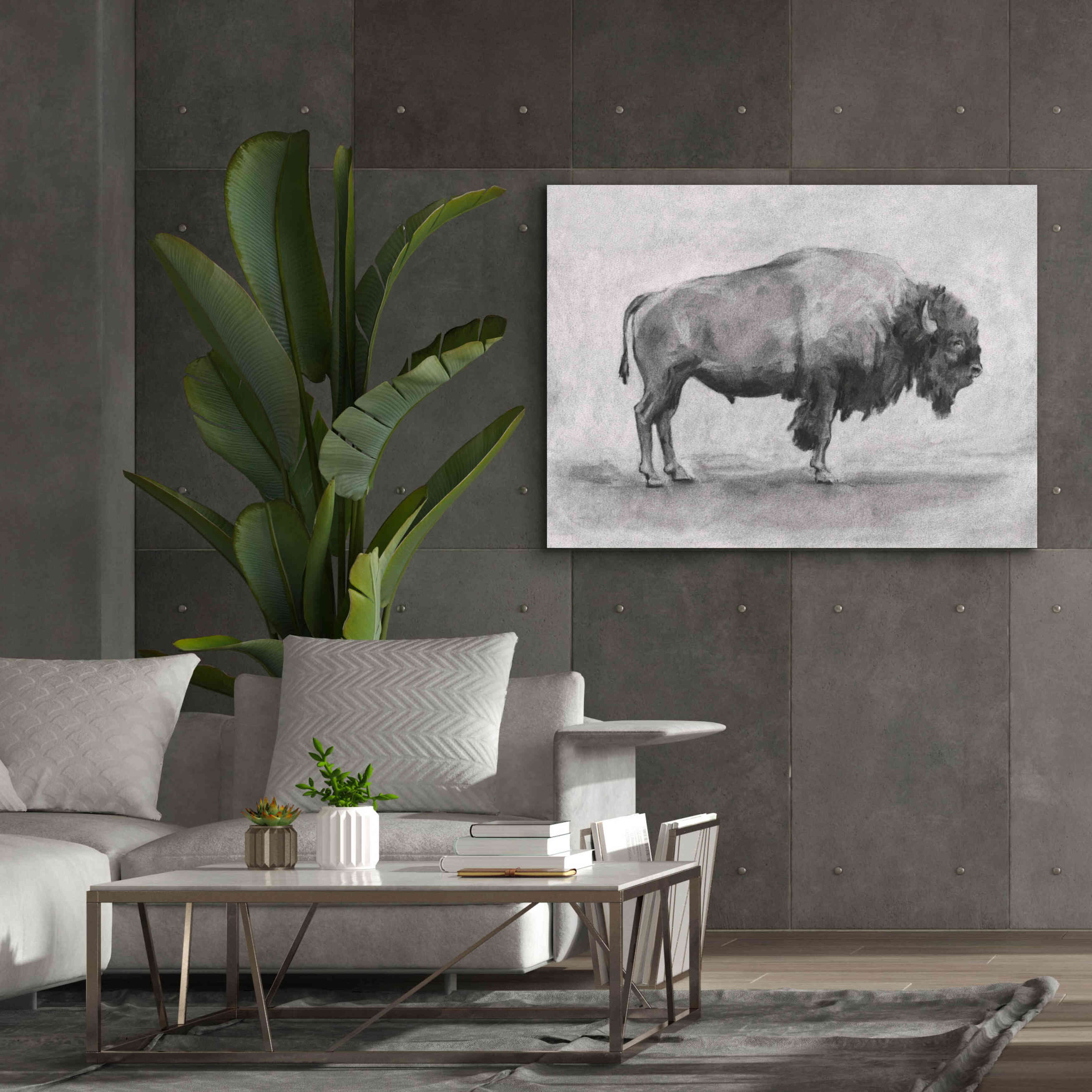 'Wild Bison Study I' by Emma Scarvey, Giclee Canvas Wall Art,54 x 40