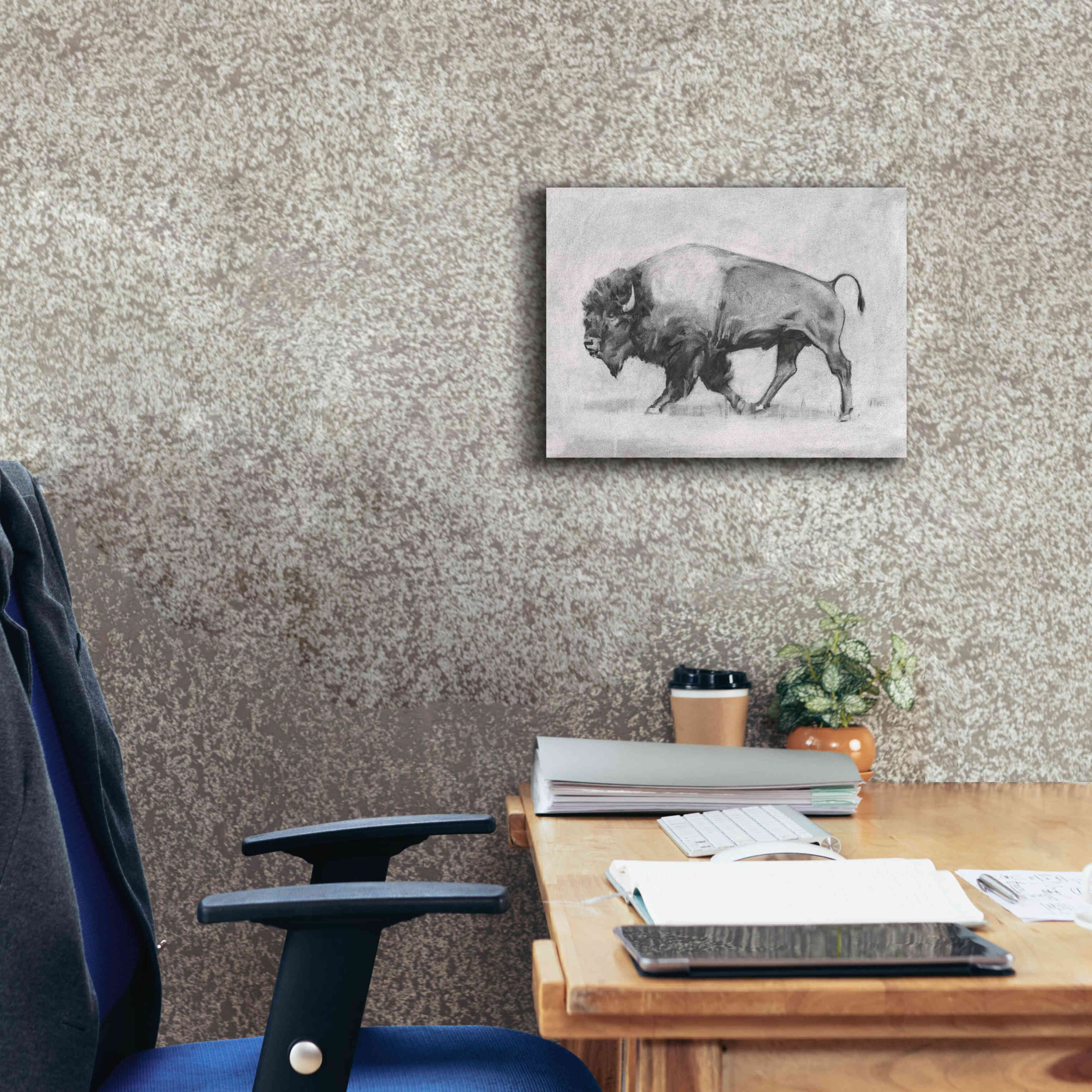 'Wild Bison Study II' by Emma Scarvey, Giclee Canvas Wall Art,16 x 12