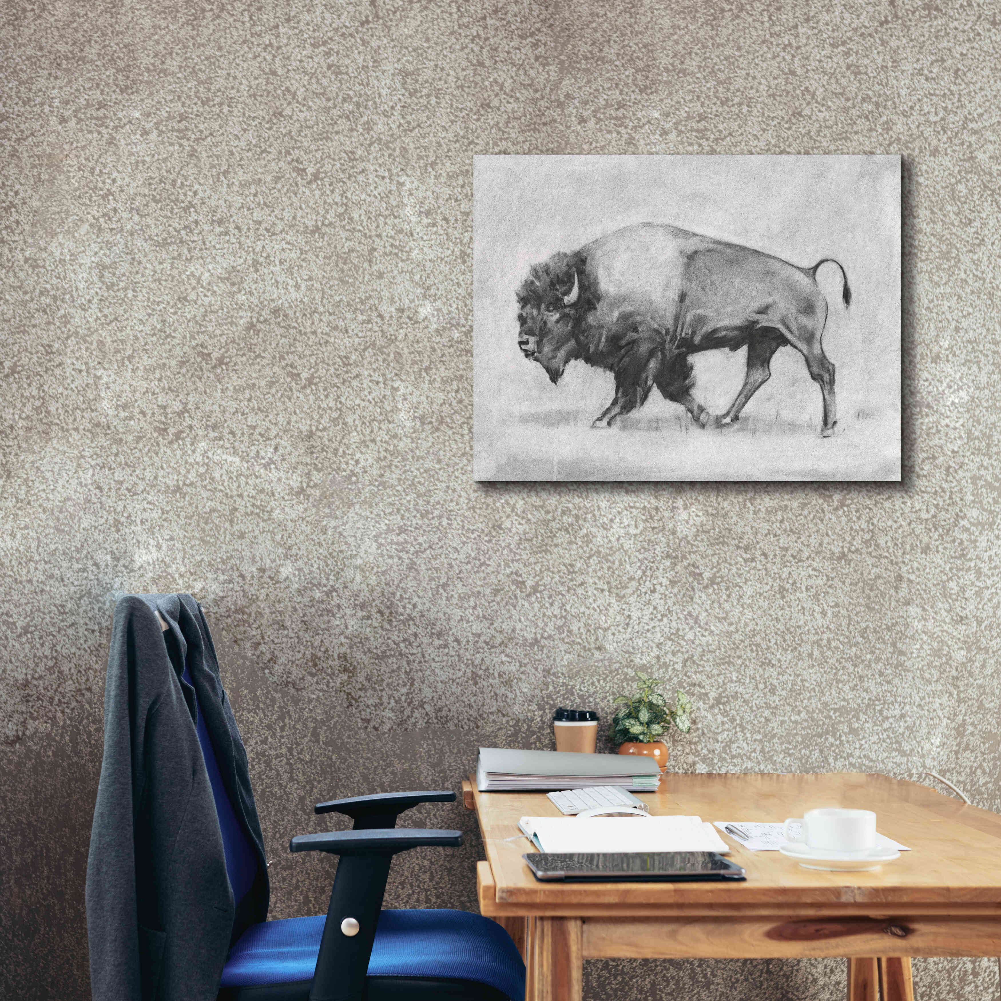 'Wild Bison Study II' by Emma Scarvey, Giclee Canvas Wall Art,34 x 26