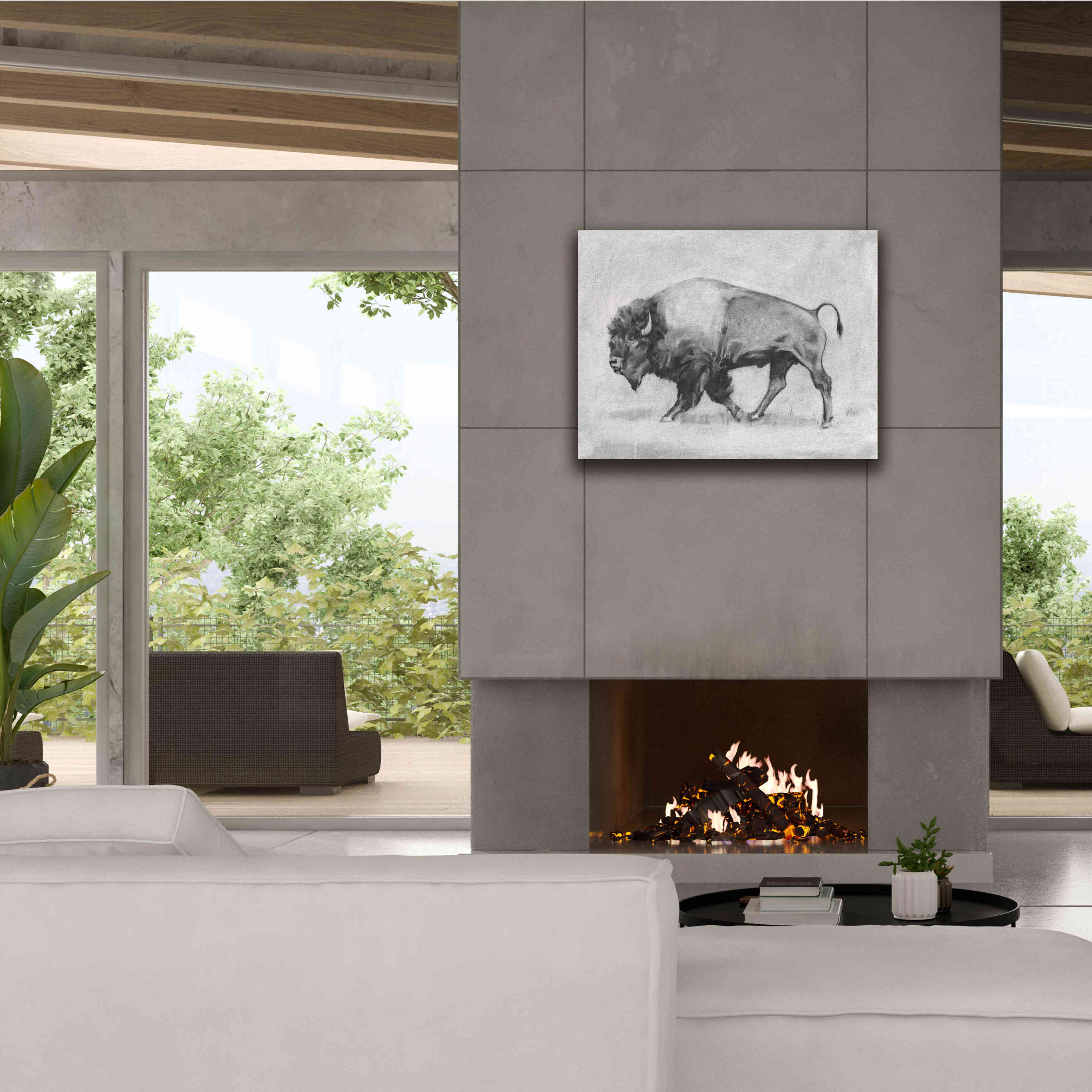 'Wild Bison Study II' by Emma Scarvey, Giclee Canvas Wall Art,34 x 26