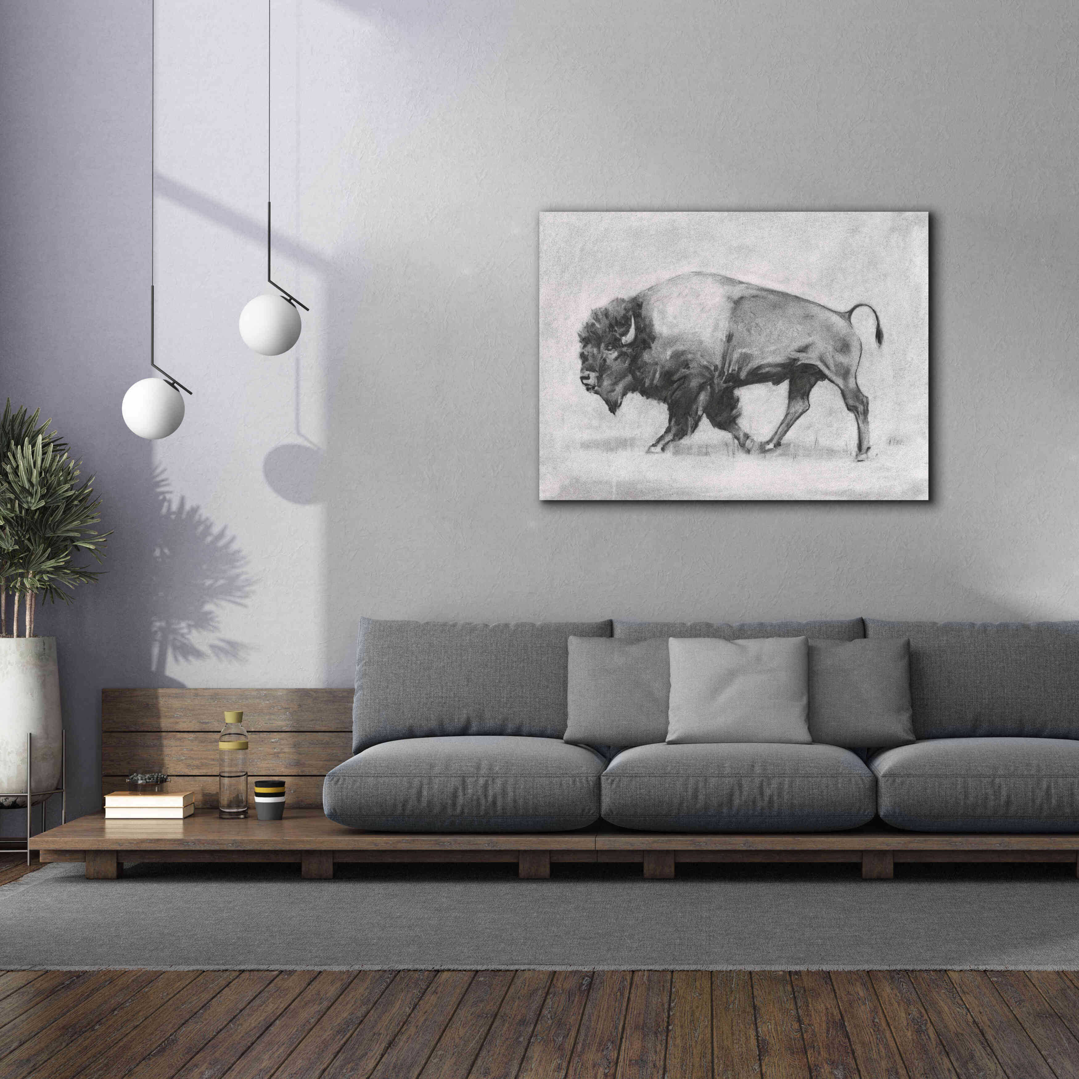 'Wild Bison Study II' by Emma Scarvey, Giclee Canvas Wall Art,54 x 40