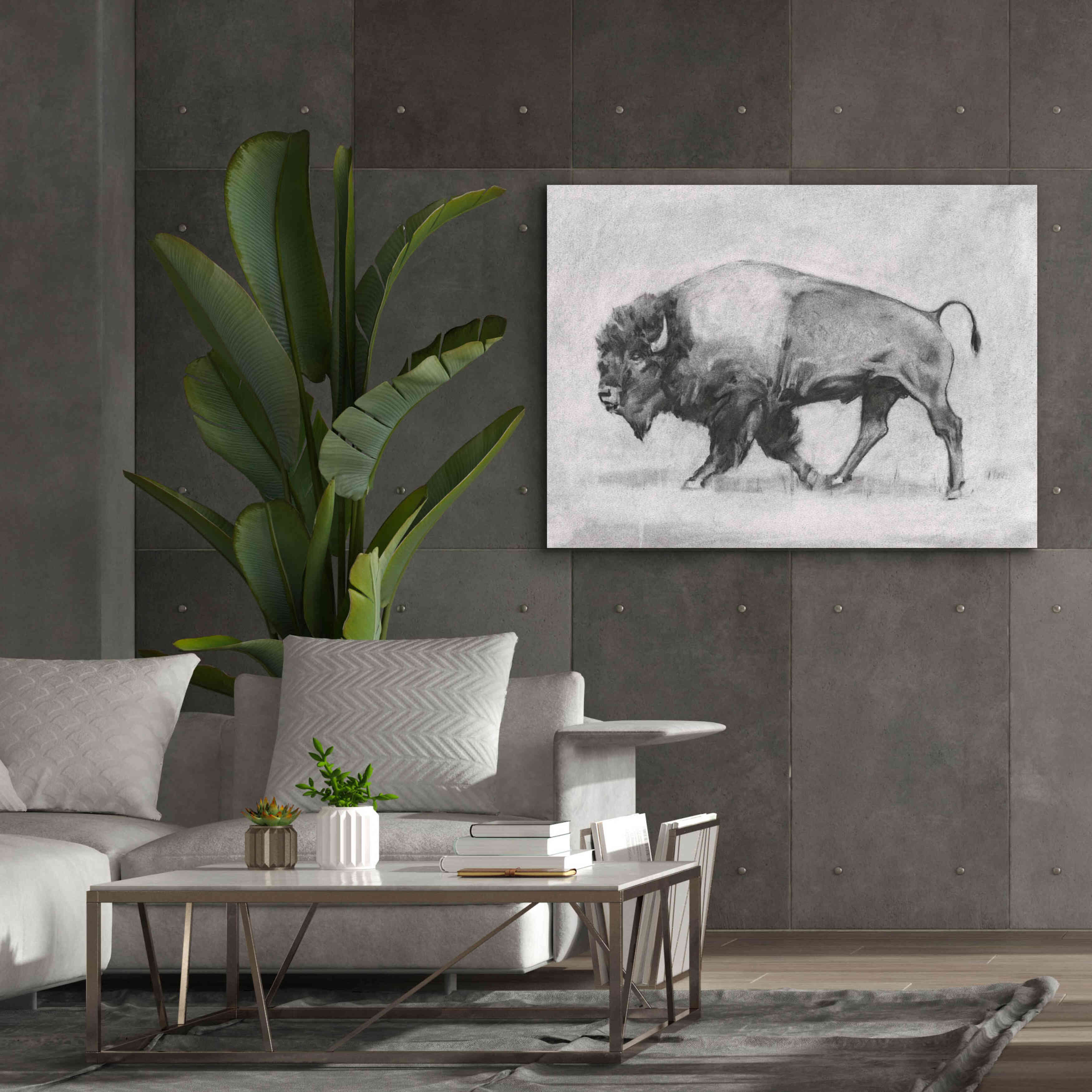 'Wild Bison Study II' by Emma Scarvey, Giclee Canvas Wall Art,54 x 40
