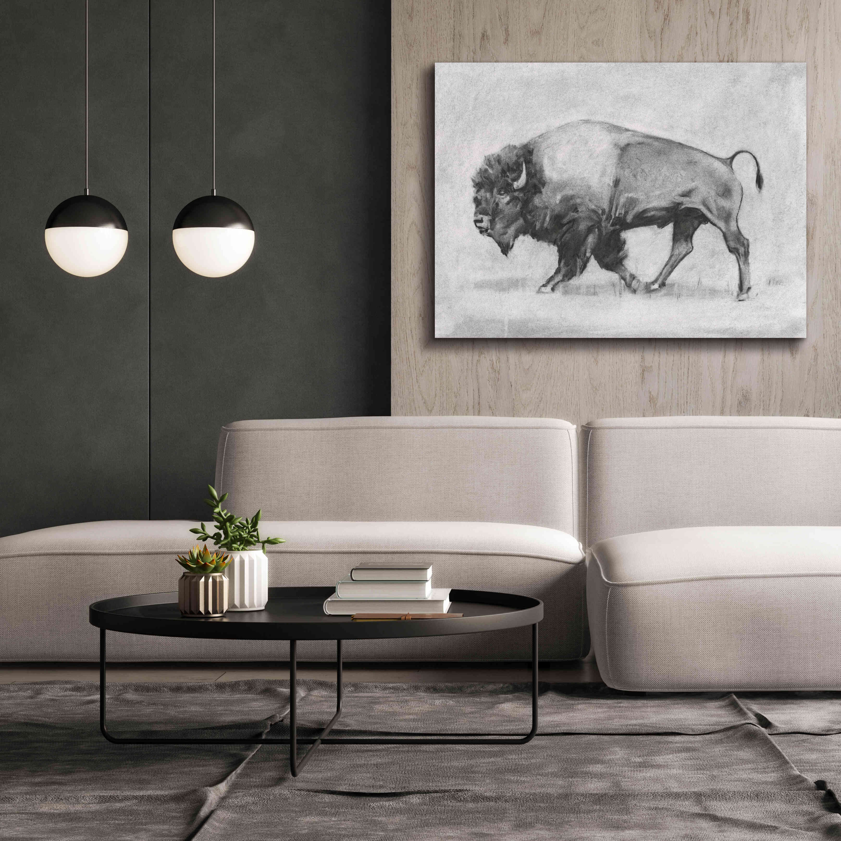 'Wild Bison Study II' by Emma Scarvey, Giclee Canvas Wall Art,54 x 40