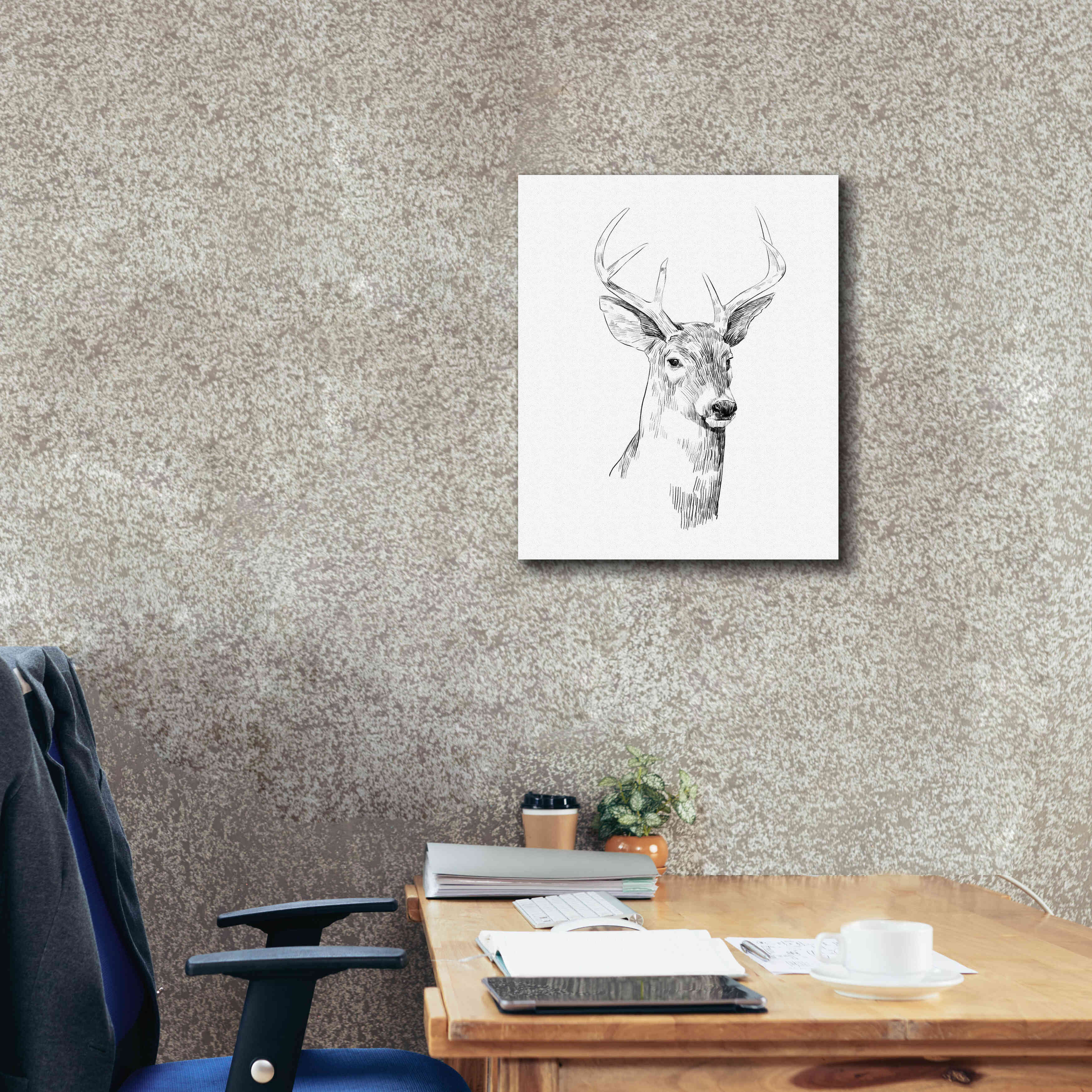'Young Buck Sketch I' by Emma Scarvey, Giclee Canvas Wall Art,20 x 24