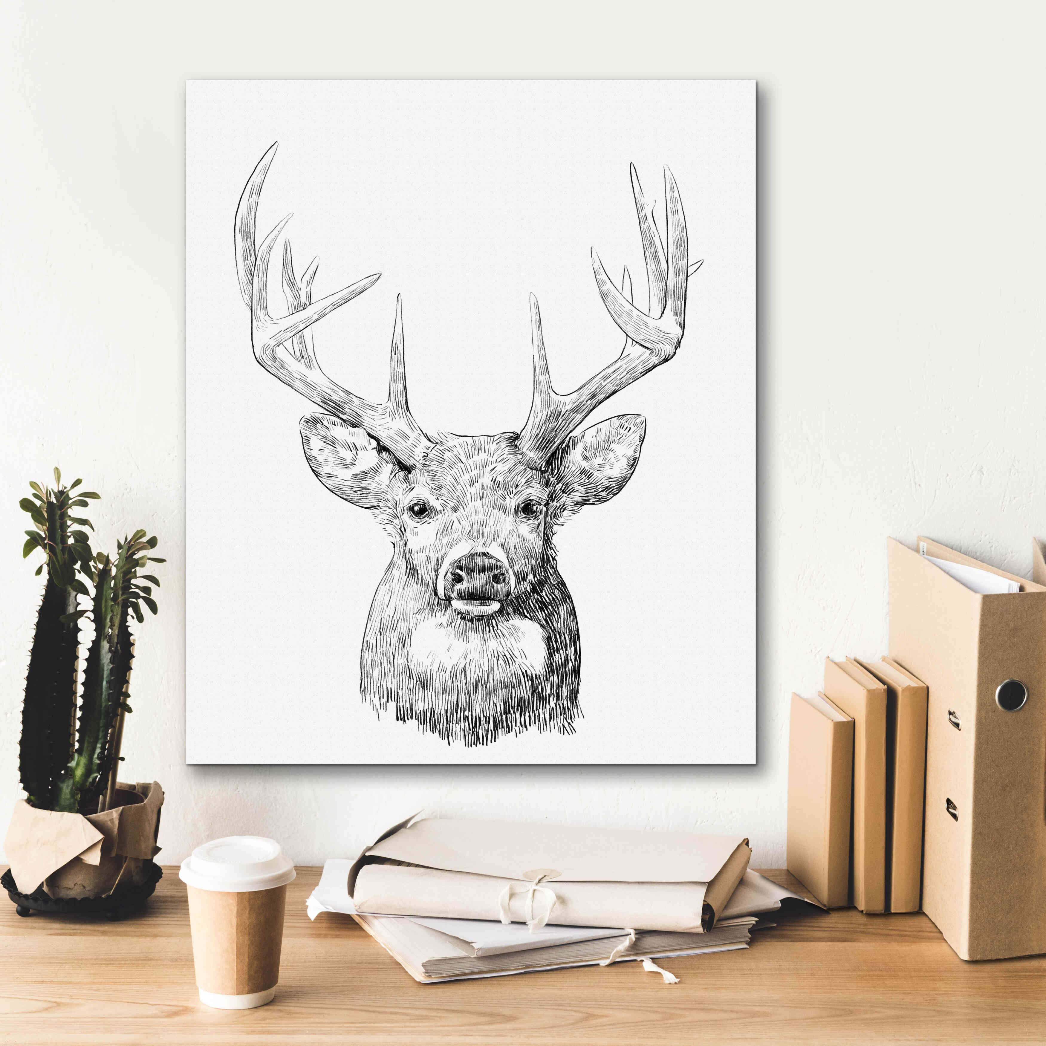 'Young Buck Sketch II' by Emma Scarvey, Giclee Canvas Wall Art,20 x 24