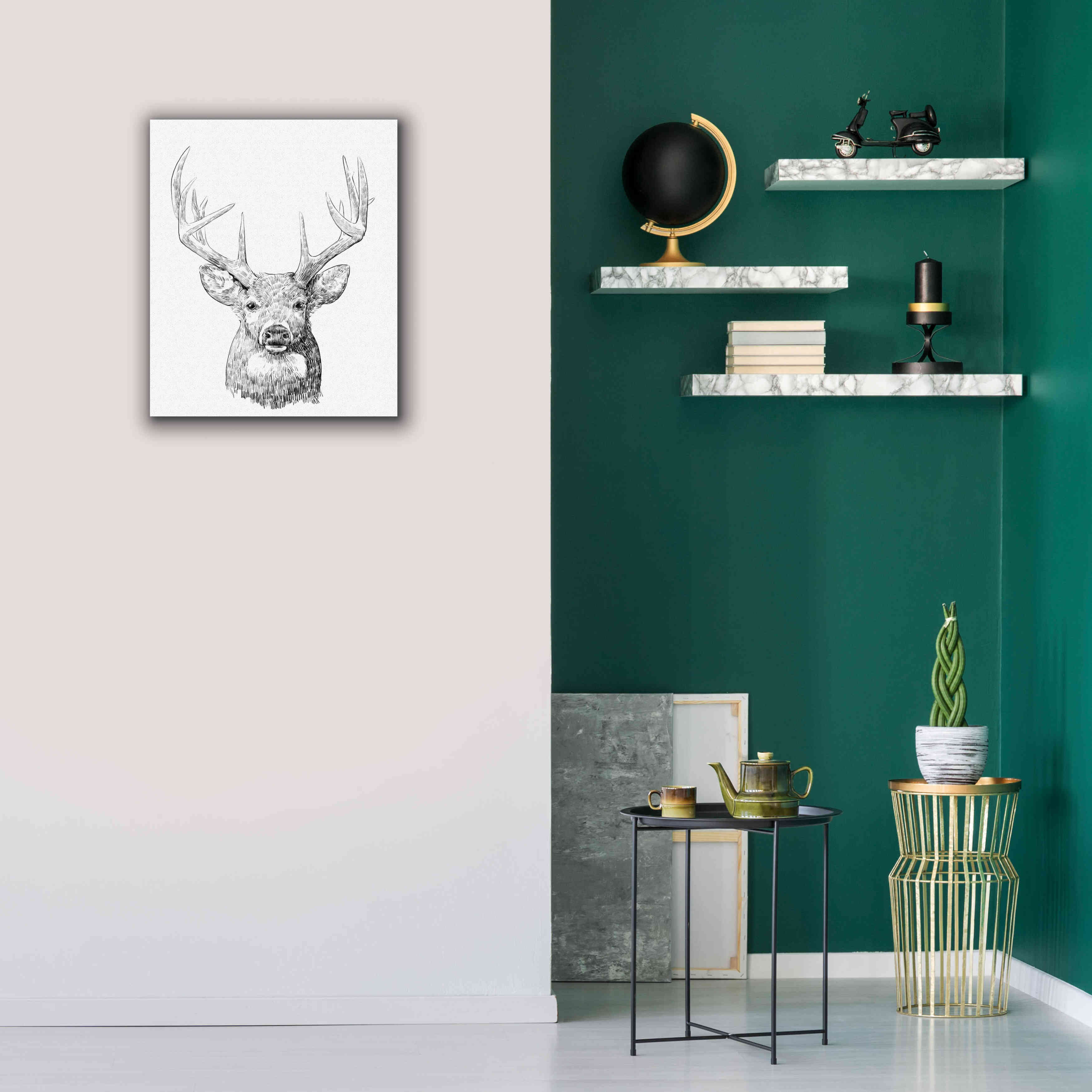 'Young Buck Sketch II' by Emma Scarvey, Giclee Canvas Wall Art,20 x 24