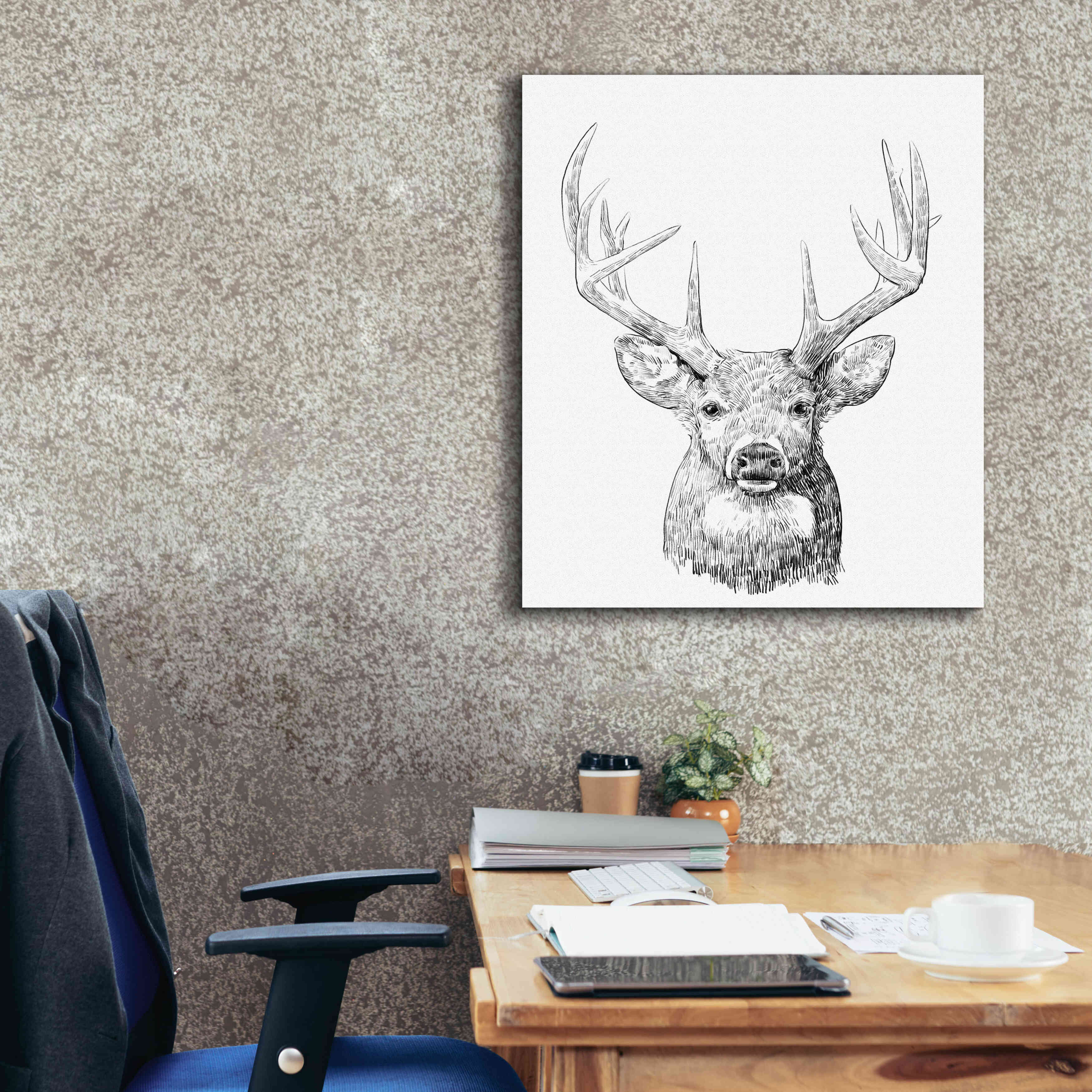 'Young Buck Sketch II' by Emma Scarvey, Giclee Canvas Wall Art,26 x 30