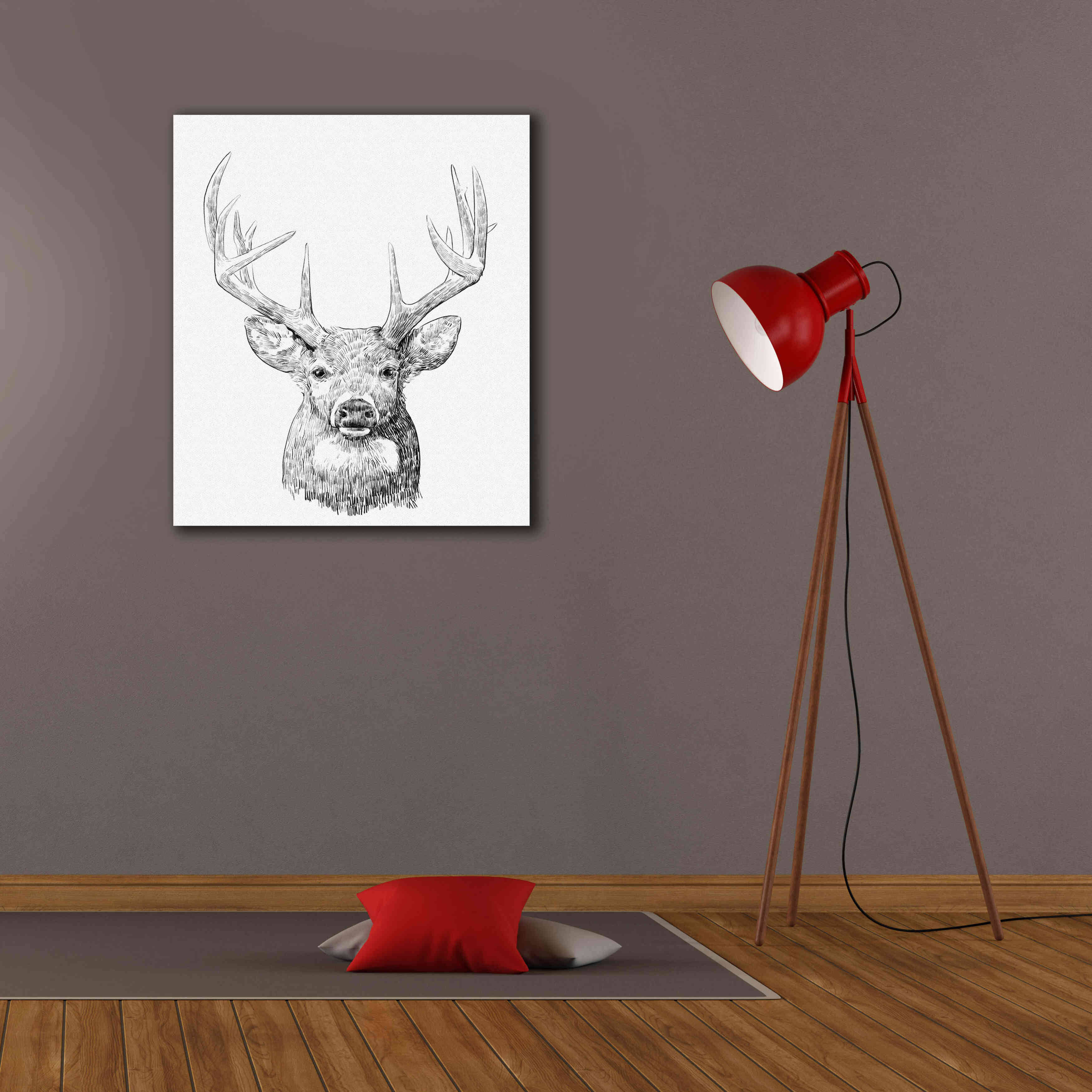 'Young Buck Sketch II' by Emma Scarvey, Giclee Canvas Wall Art,26 x 30