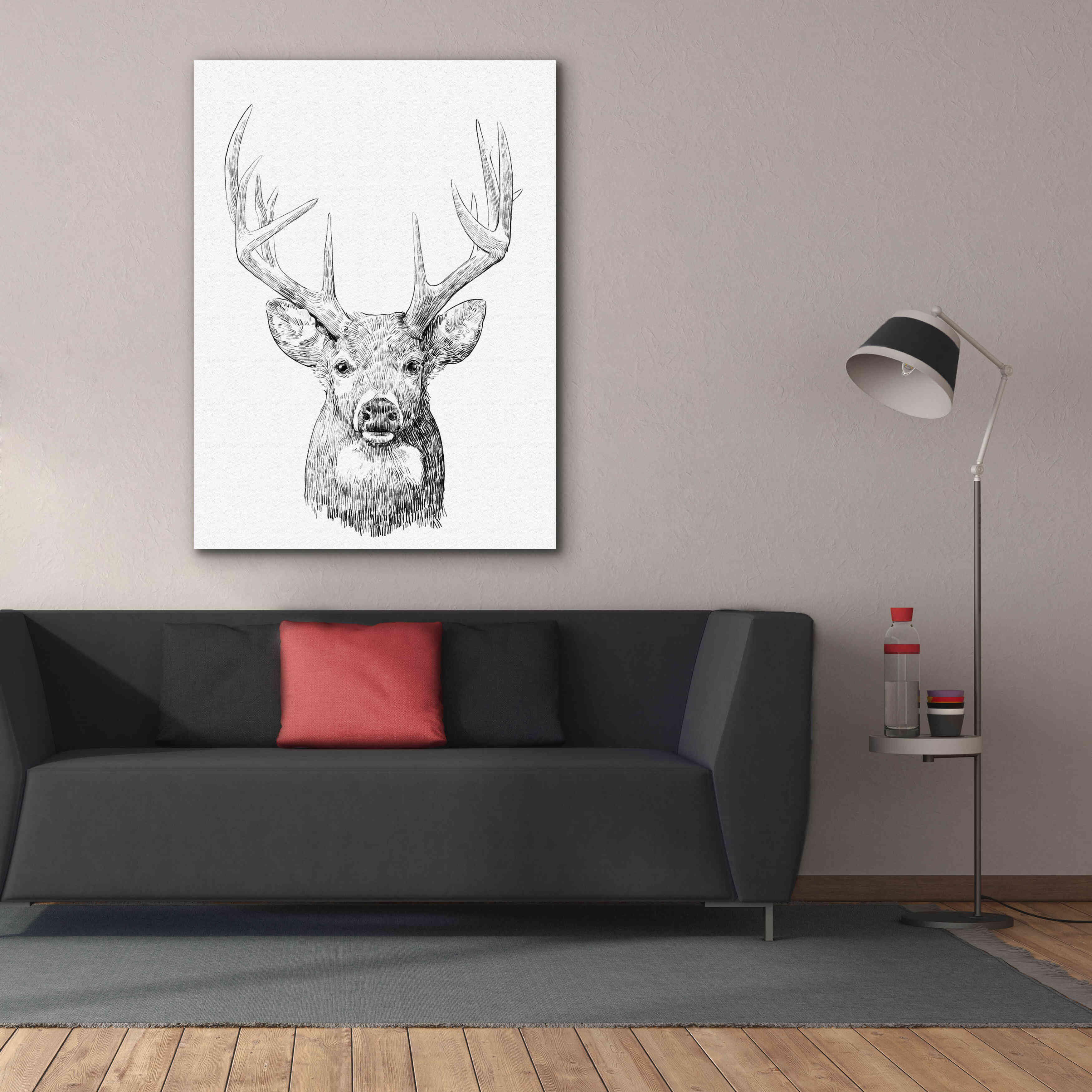 'Young Buck Sketch II' by Emma Scarvey, Giclee Canvas Wall Art,40 x 54