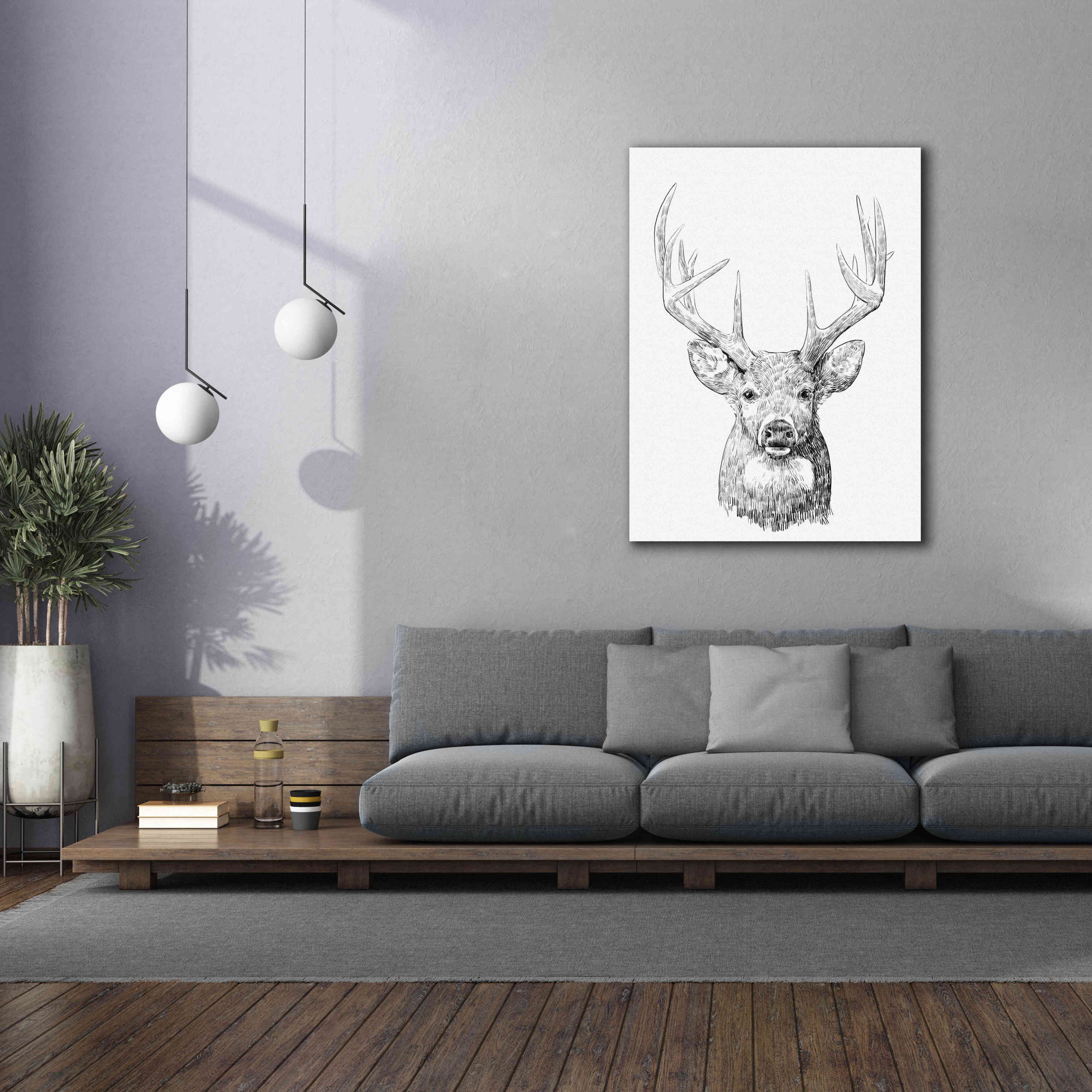 'Young Buck Sketch II' by Emma Scarvey, Giclee Canvas Wall Art,40 x 54