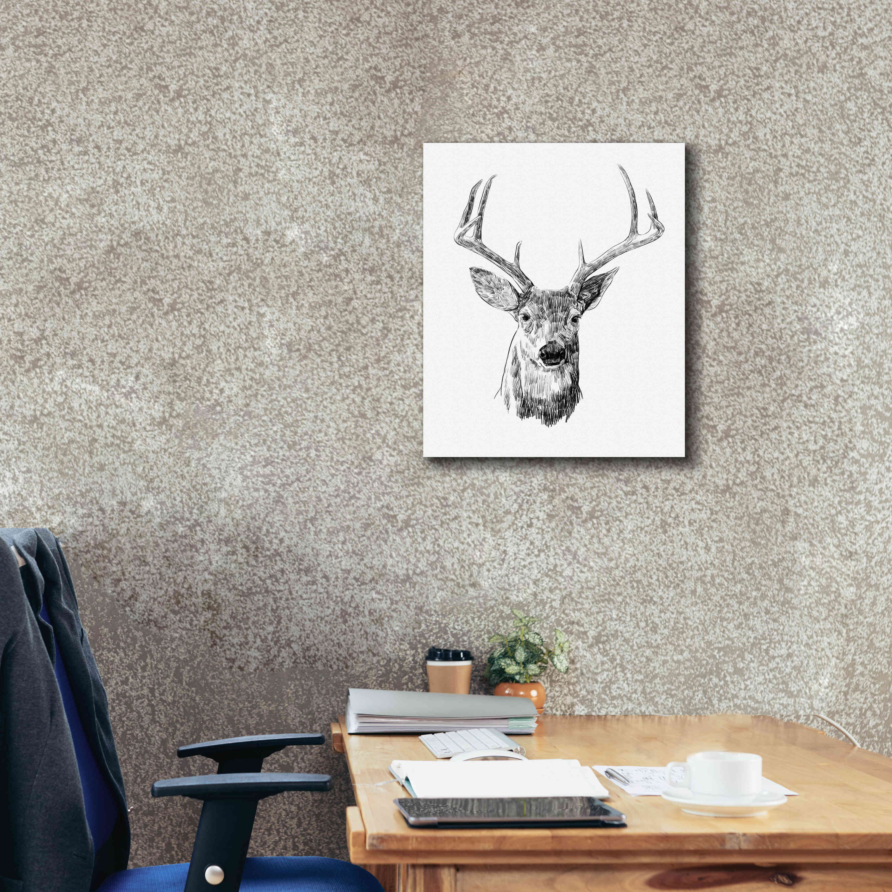 'Young Buck Sketch III' by Emma Scarvey, Giclee Canvas Wall Art,20 x 24