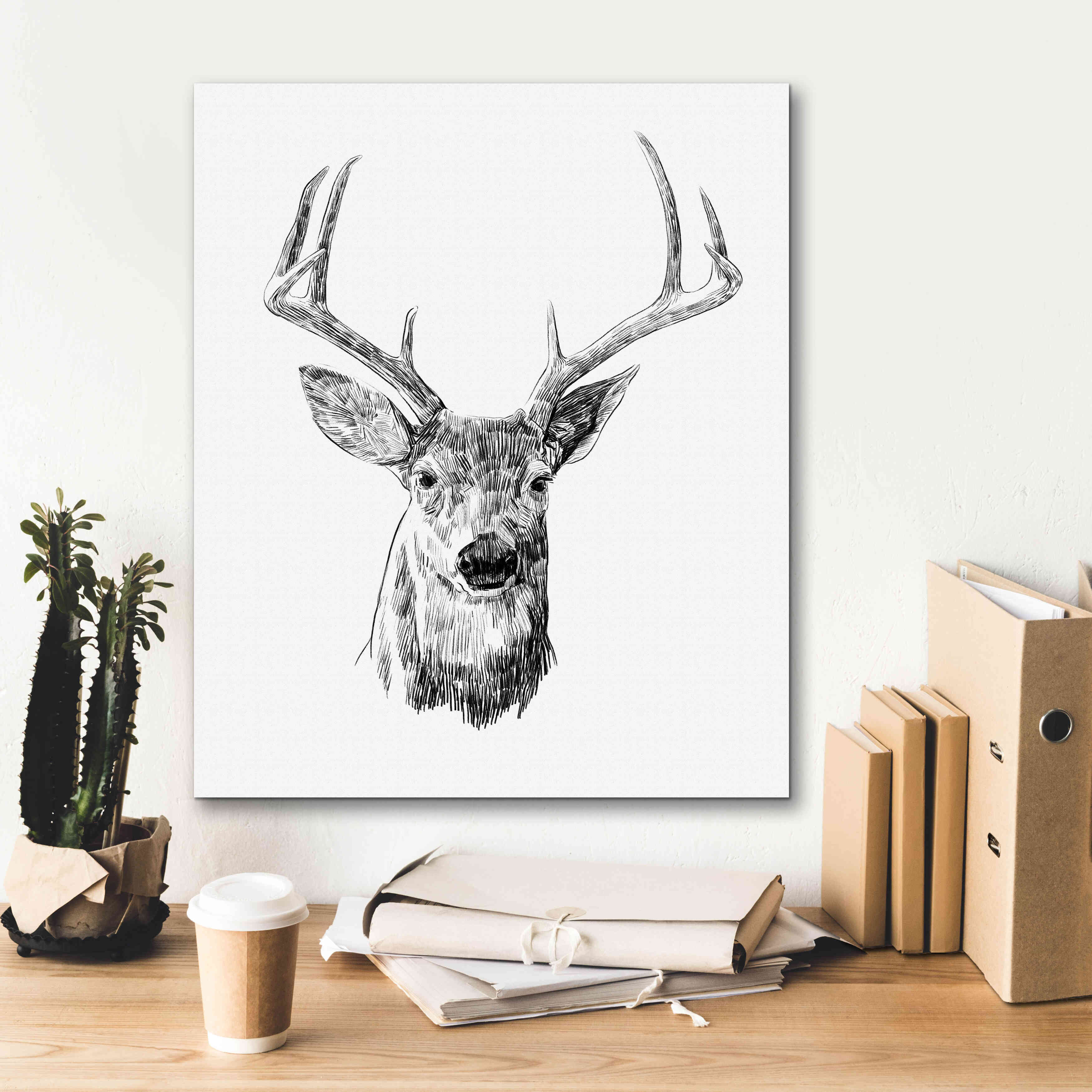 'Young Buck Sketch III' by Emma Scarvey, Giclee Canvas Wall Art,20 x 24