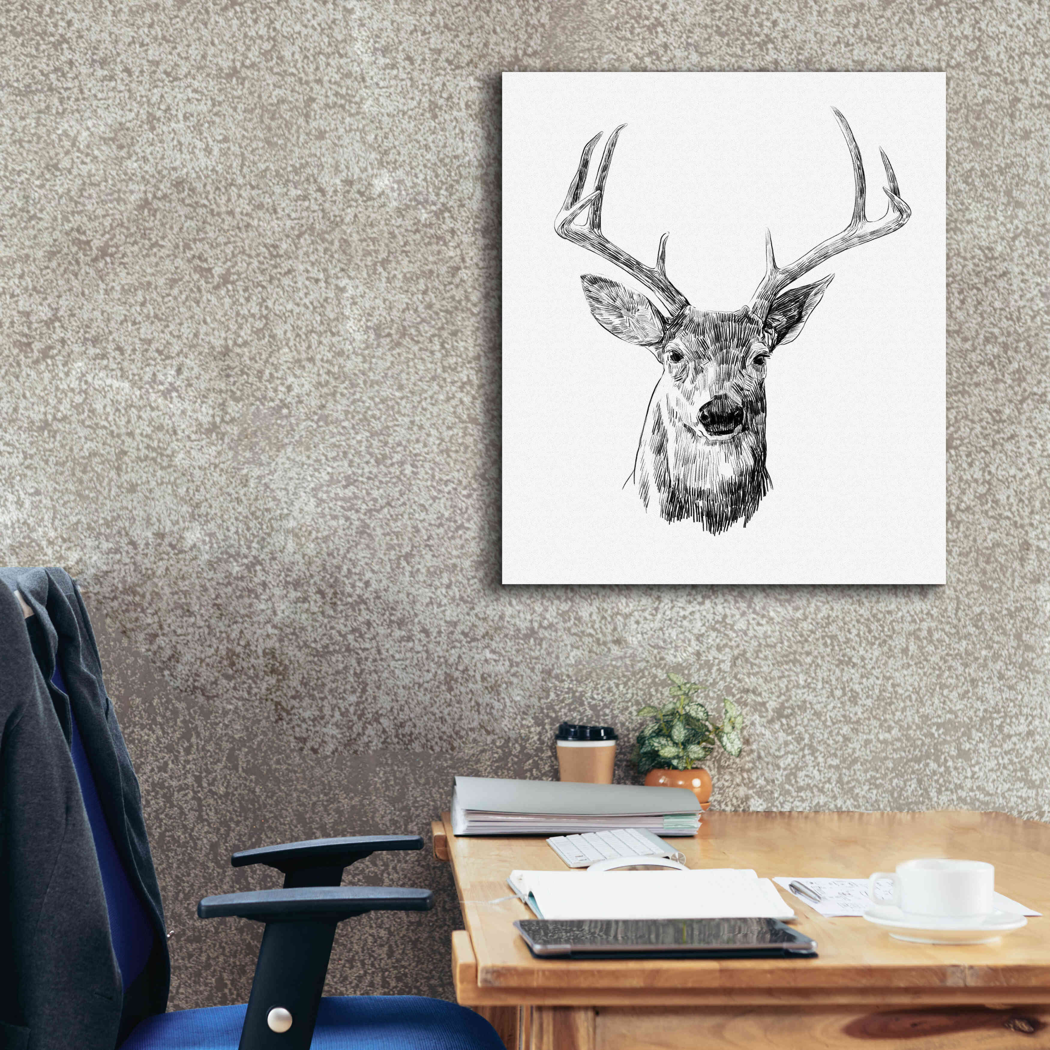 'Young Buck Sketch III' by Emma Scarvey, Giclee Canvas Wall Art,26 x 30