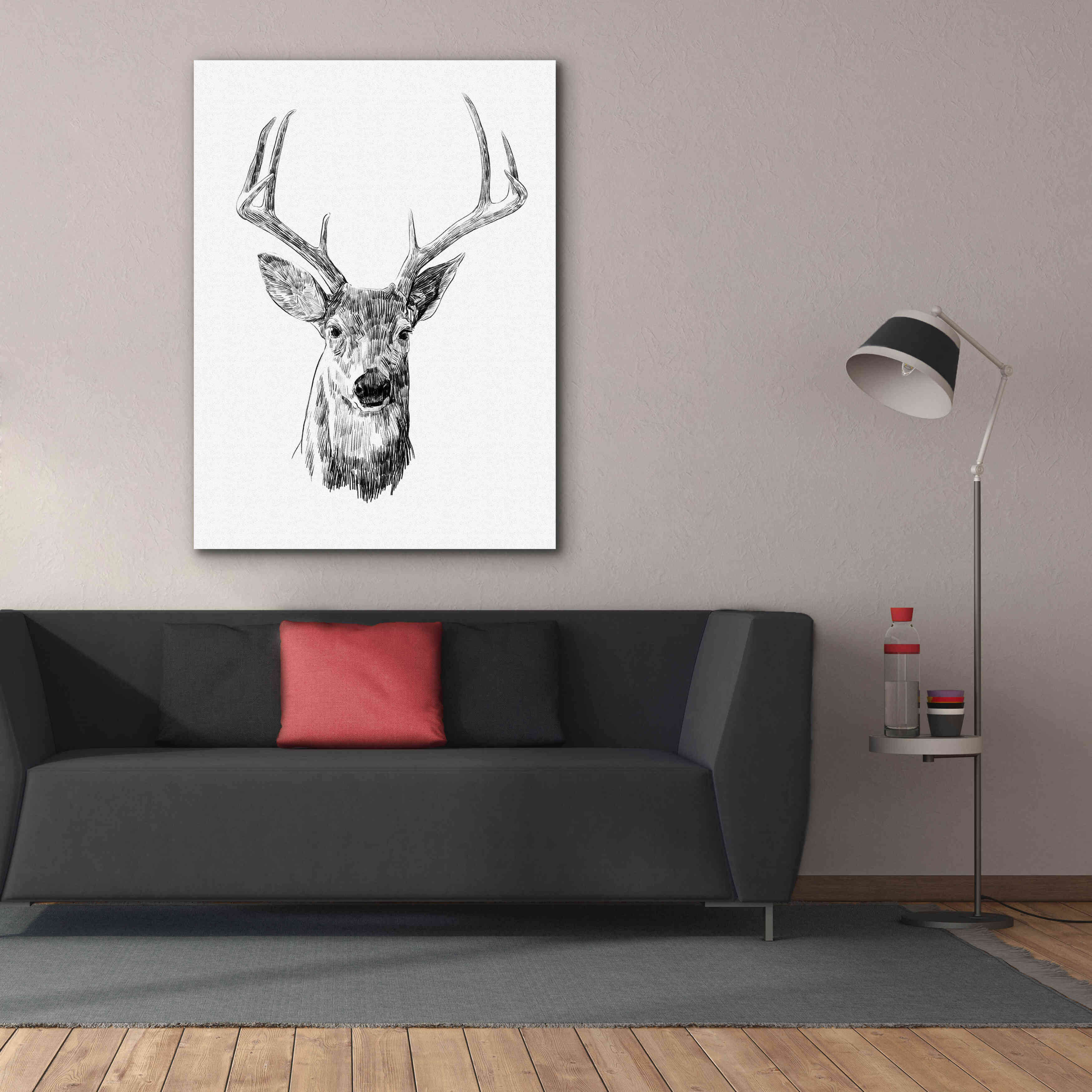'Young Buck Sketch III' by Emma Scarvey, Giclee Canvas Wall Art,40 x 54