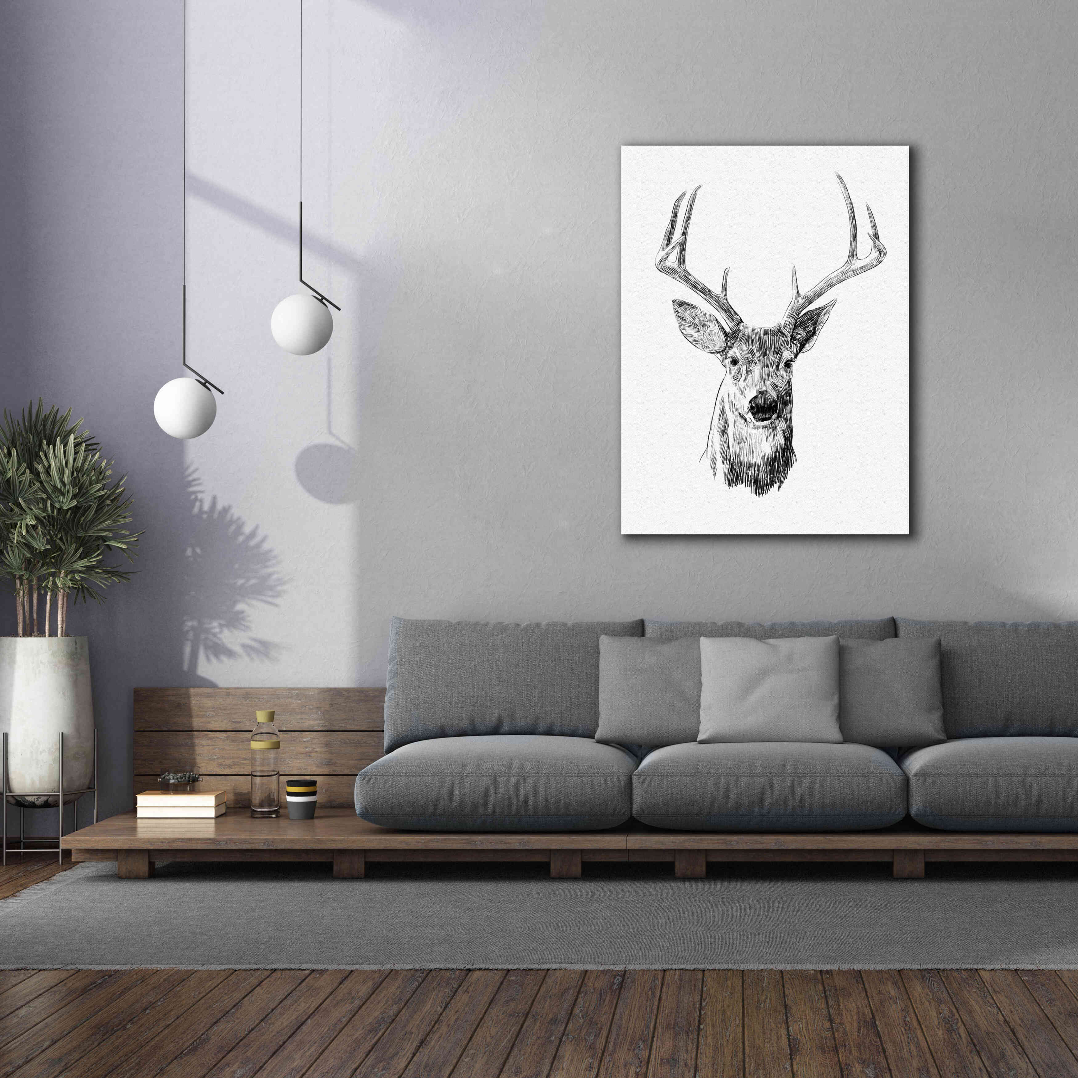 'Young Buck Sketch III' by Emma Scarvey, Giclee Canvas Wall Art,40 x 54
