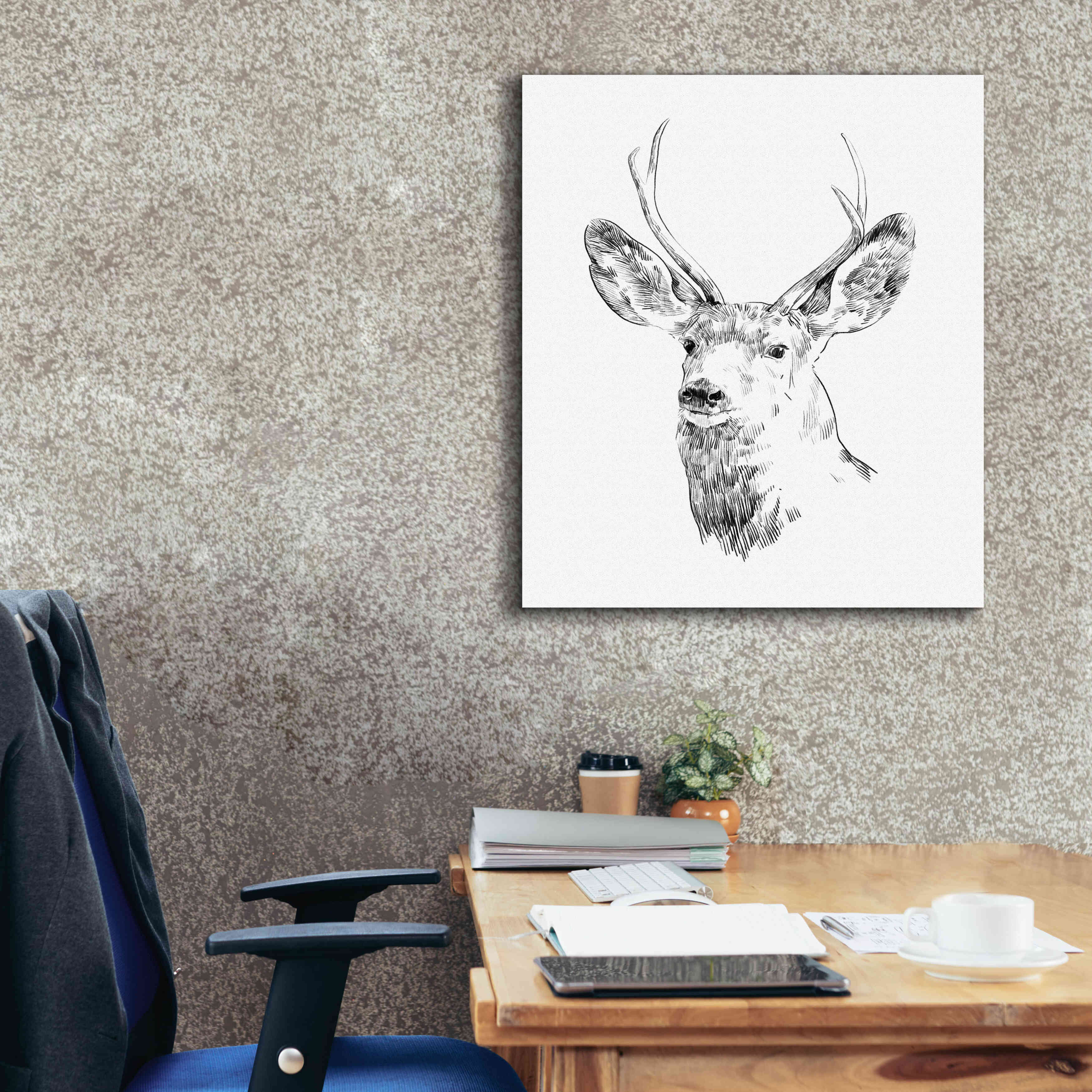 'Young Buck Sketch IV' by Emma Scarvey, Giclee Canvas Wall Art,26 x 30