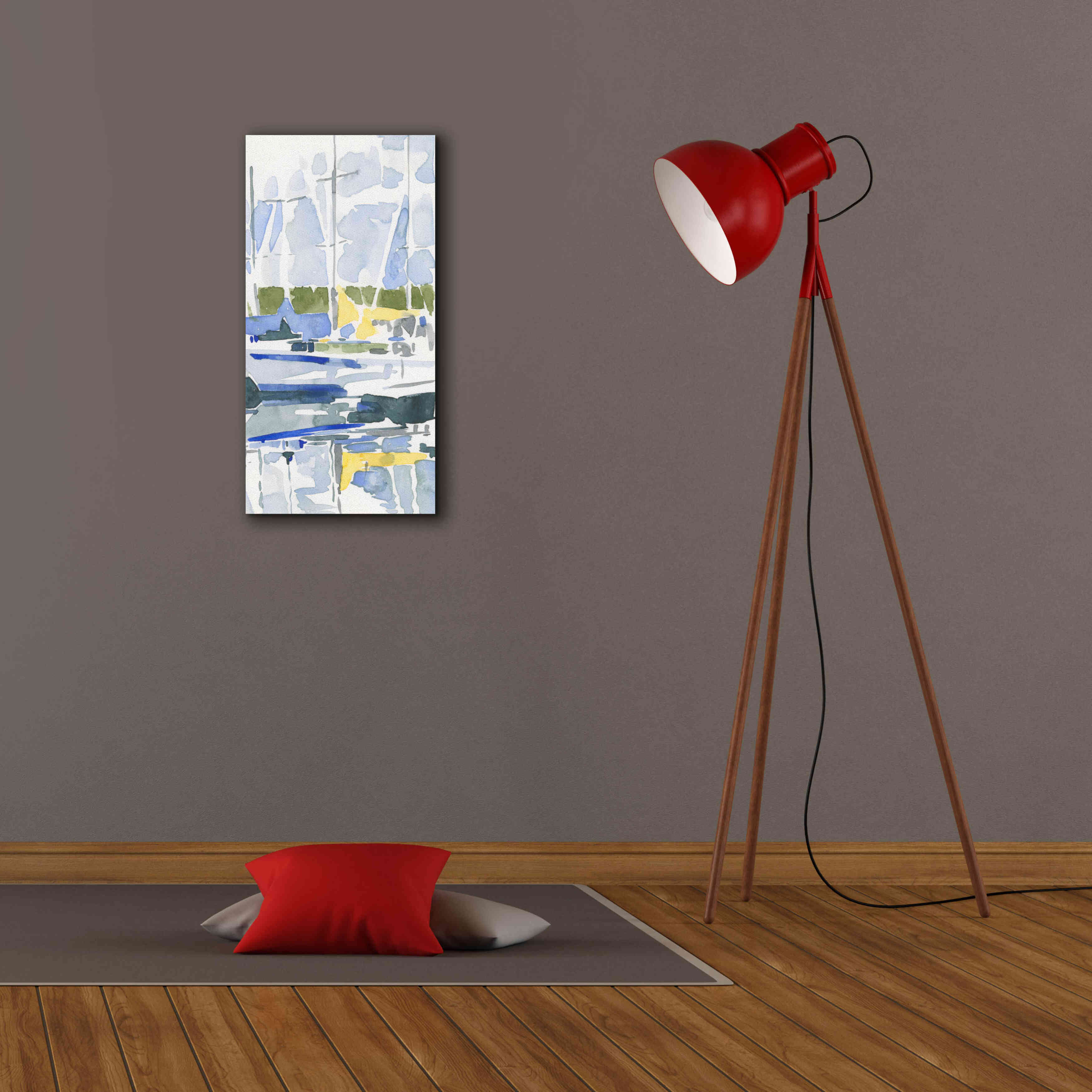 'Sailboat Reflections II' by Emma Scarvey, Giclee Canvas Wall Art,12 x 24