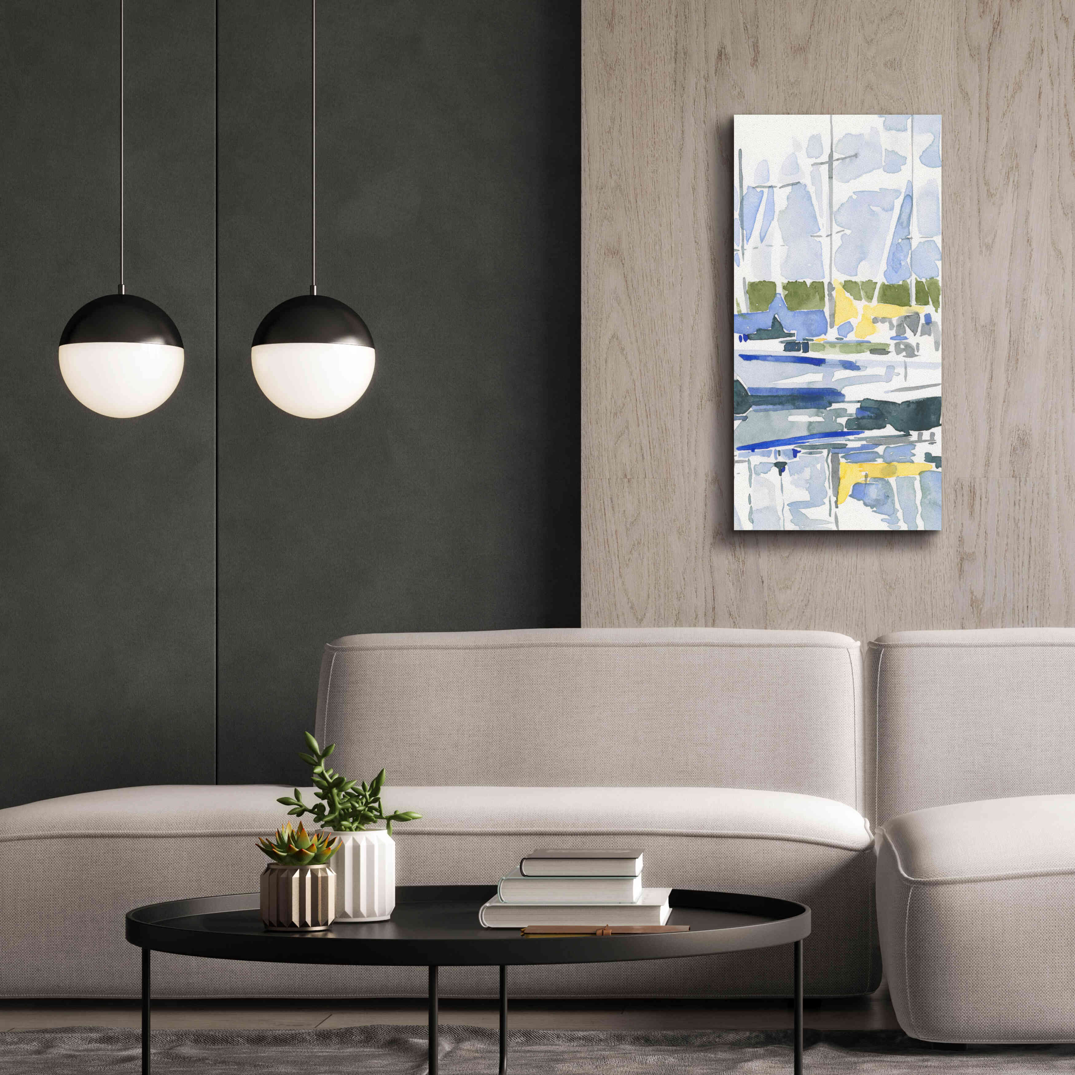 'Sailboat Reflections II' by Emma Scarvey, Giclee Canvas Wall Art,20 x 40