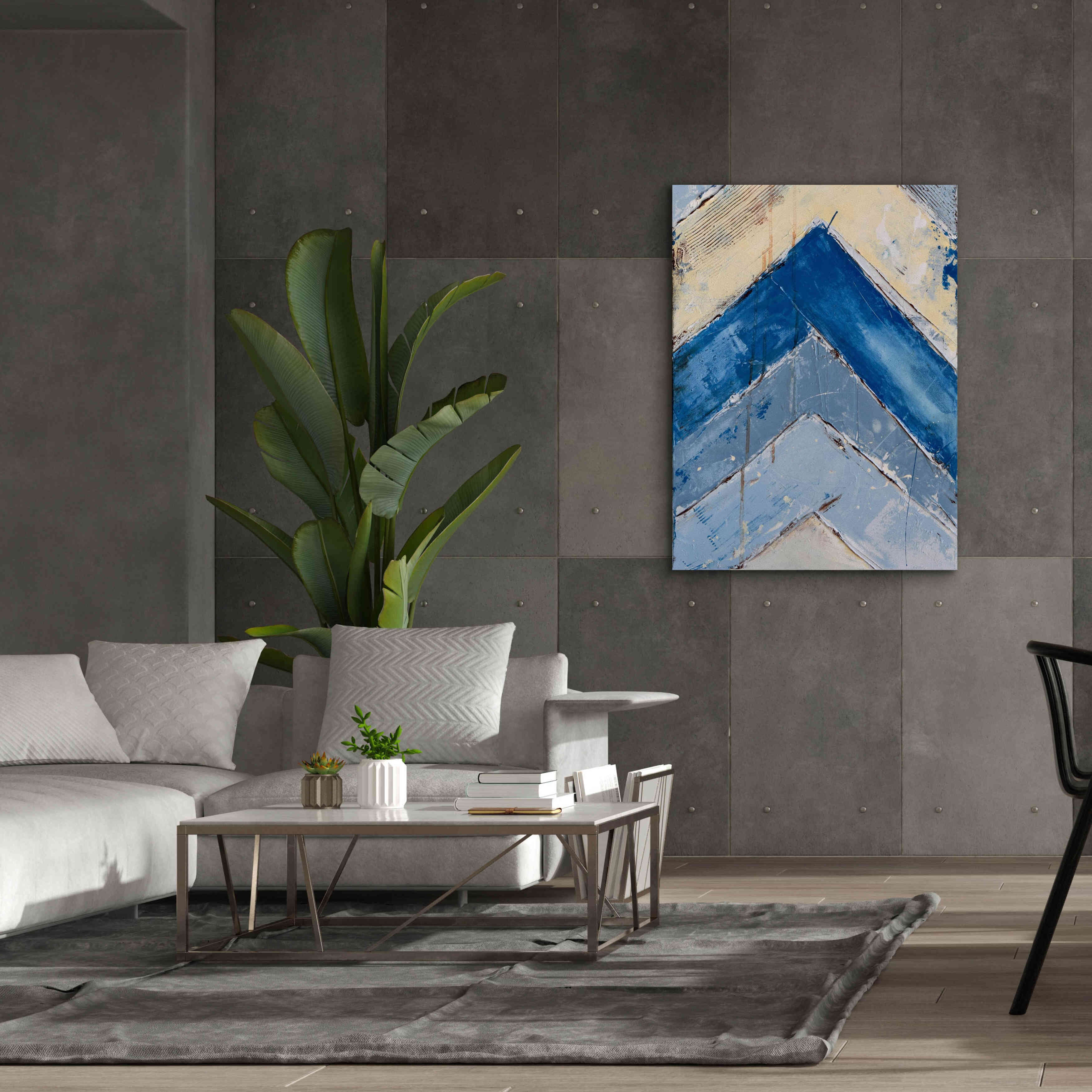 'Blue Zag II' by Erin Ashley, Giclee Canvas Wall Art,40x54
